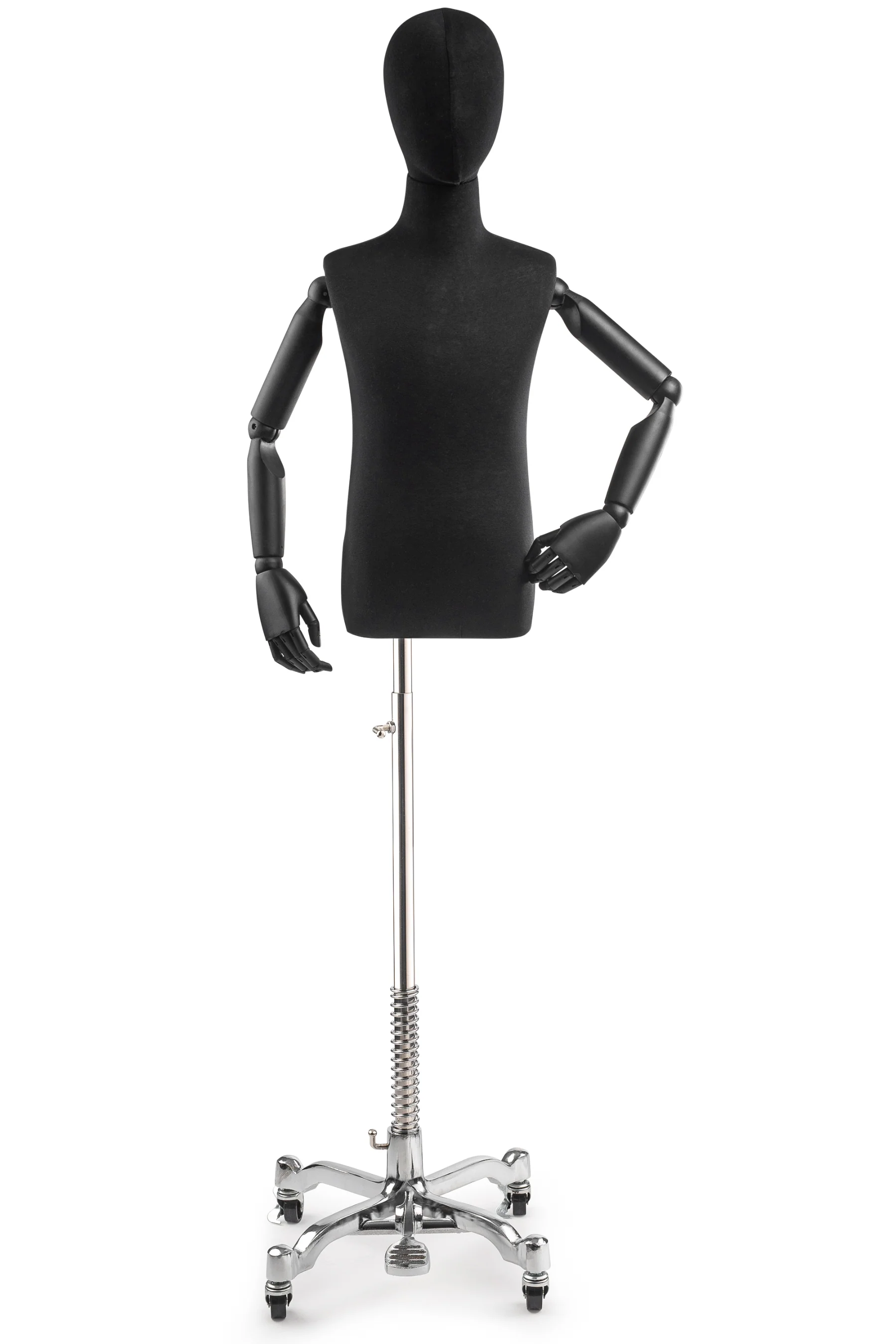 Child Display Dress Form on Metal Rolling Base (Head & Arms Version) - Image 10