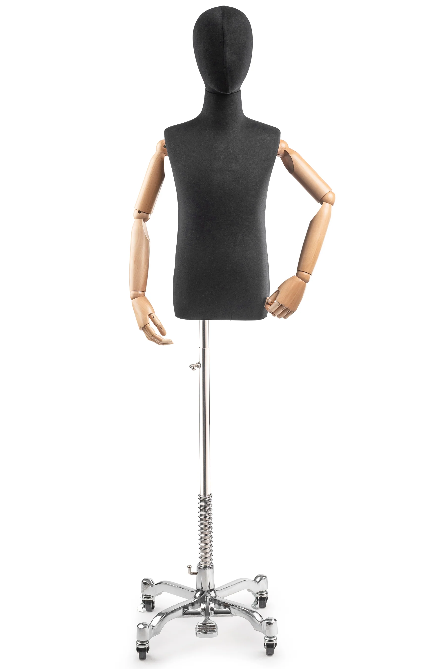 Child Display Dress Form on Metal Rolling Base (Head & Arms Version) - Image 11