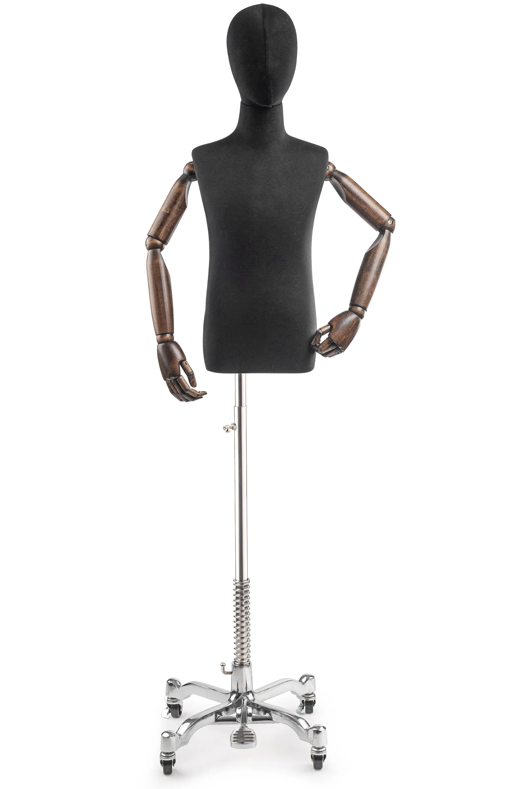 Child Display Dress Form on Metal Rolling Base (Head & Arms Version) - Image 15