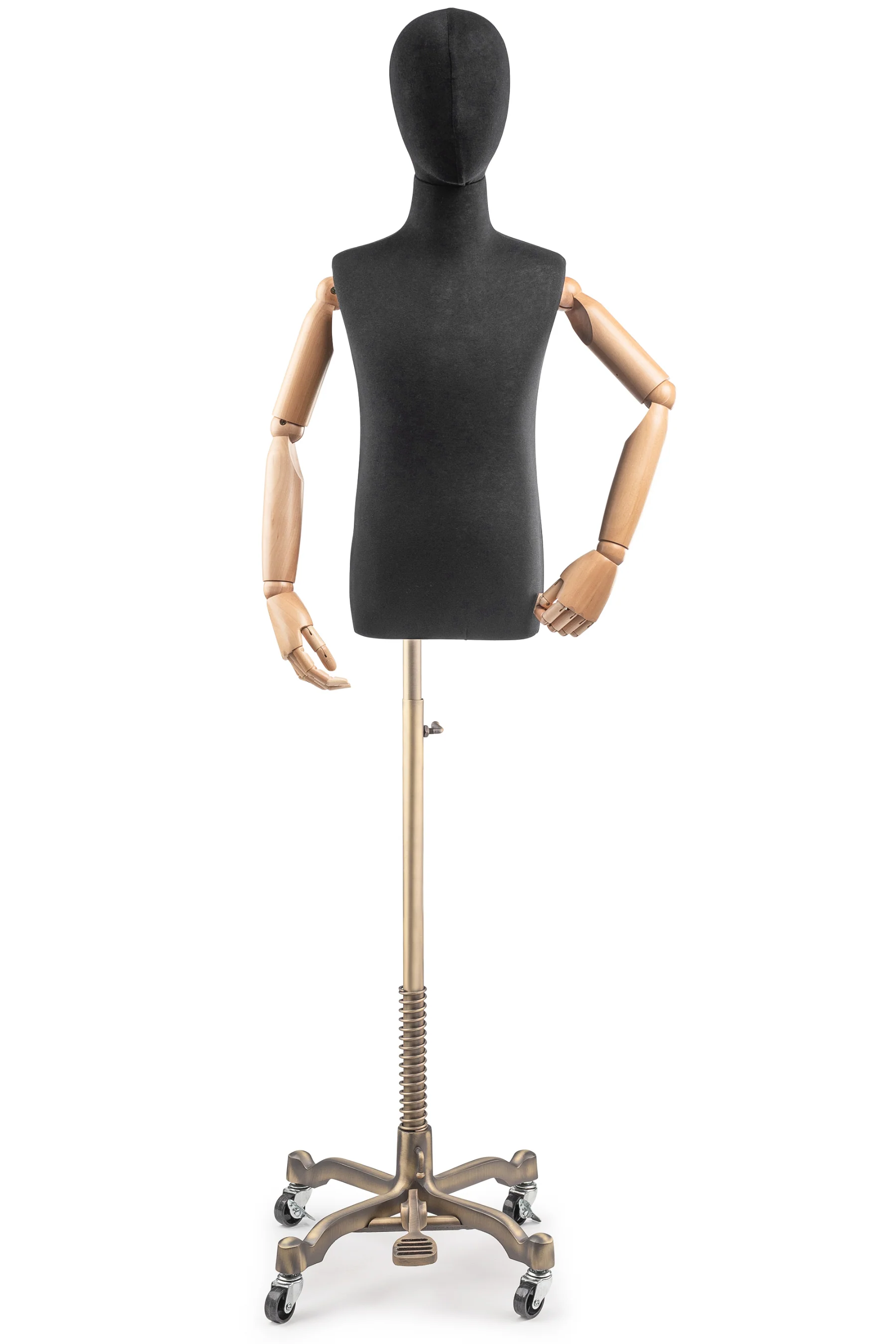 Child Display Dress Form on Metal Rolling Base (Head & Arms Version) - Image 9