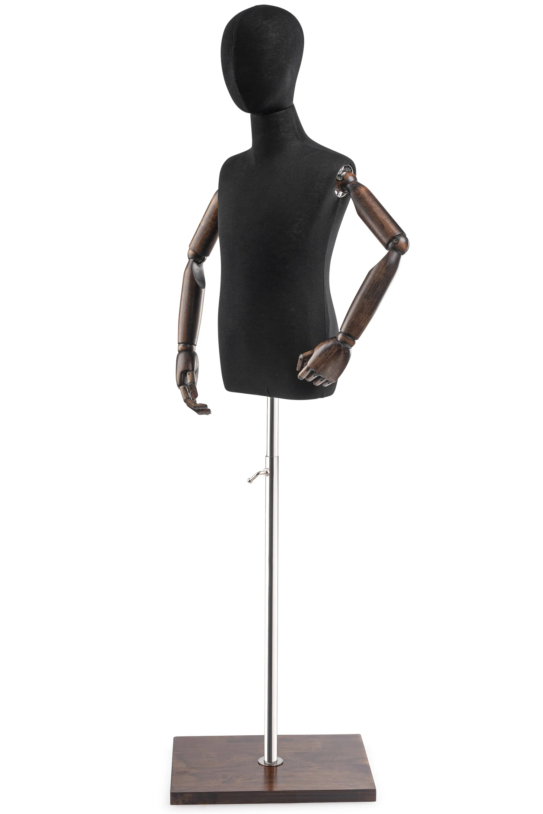 Child Display Dress Form on Wood Flat Base (Head & Arms Version) - Image 22