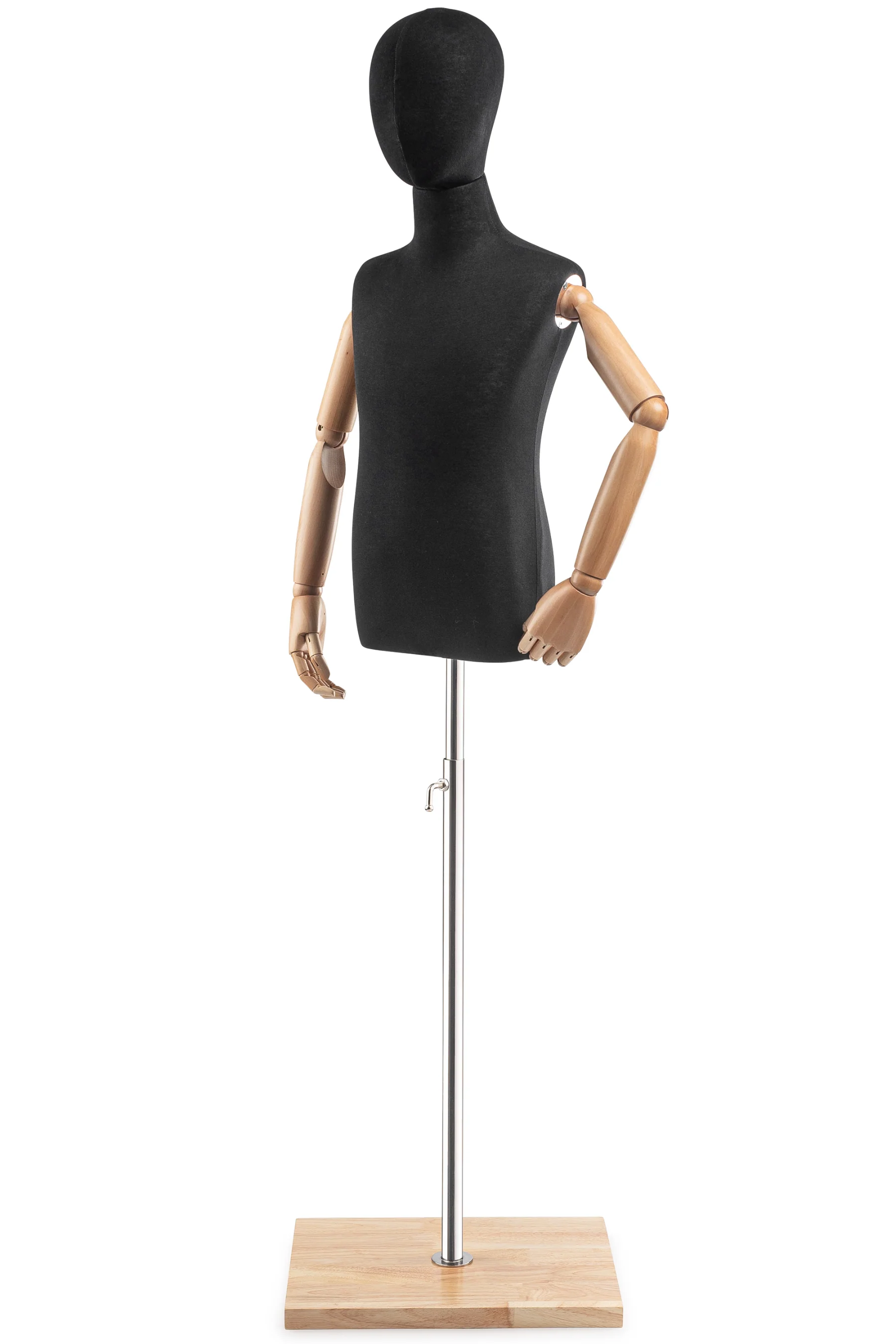 Child Display Dress Form on Wood Flat Base (Head & Arms Version) - Image 3