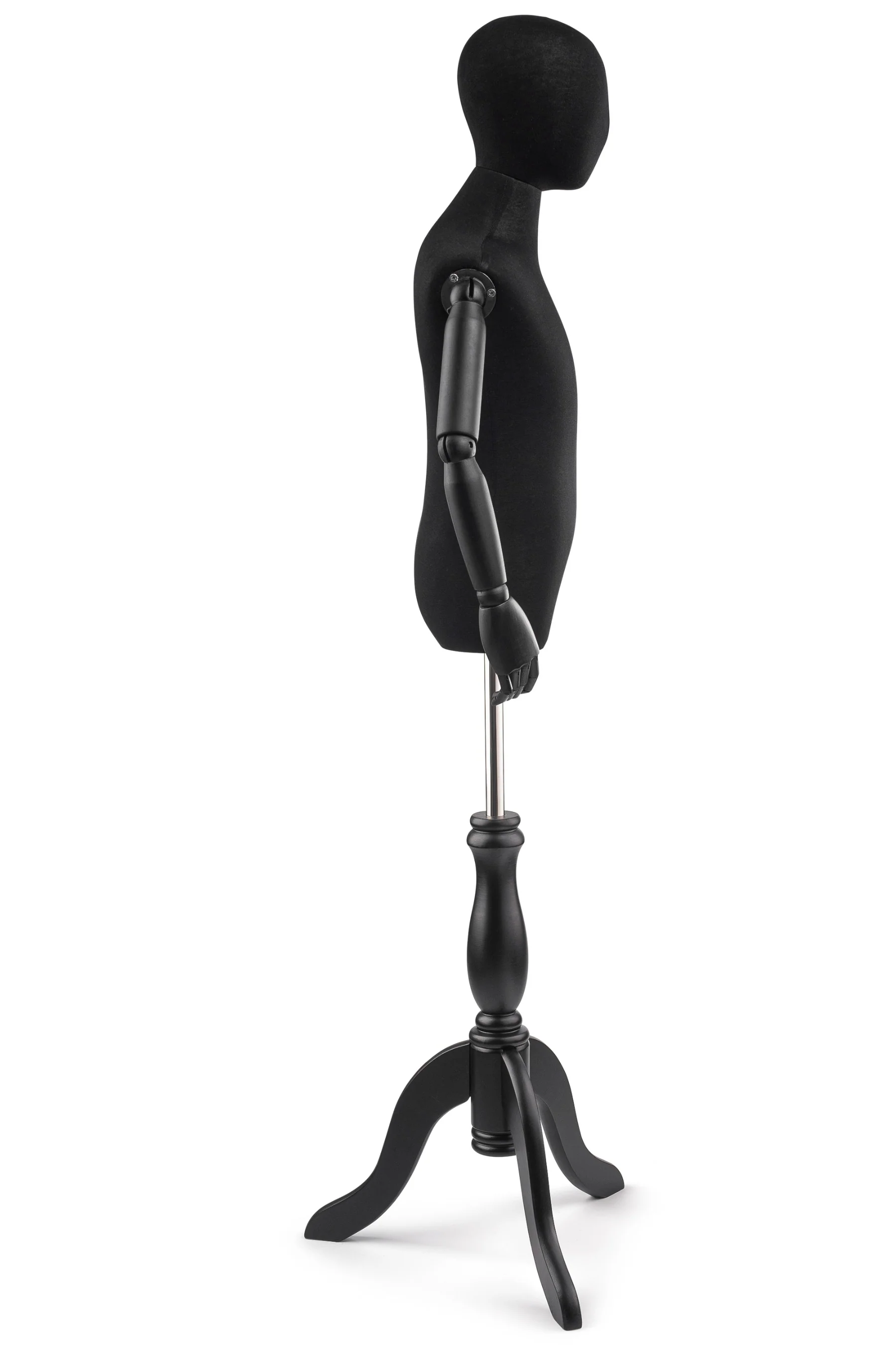 Child Display Dress Form on Wood Tripod Base (Head & Arms Version) - Image 14