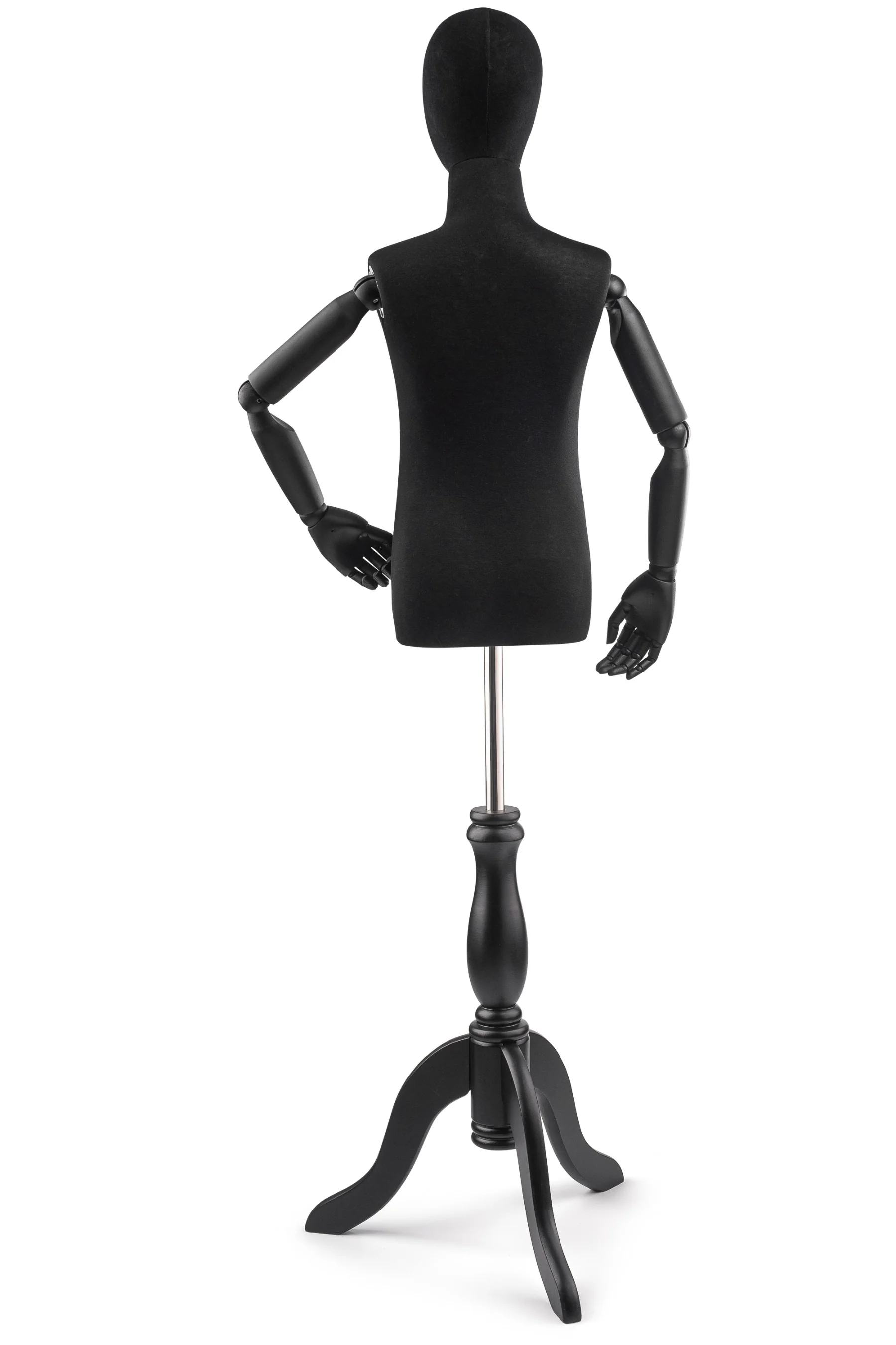 Child Display Dress Form on Wood Tripod Base (Head & Arms Version) - Image 15