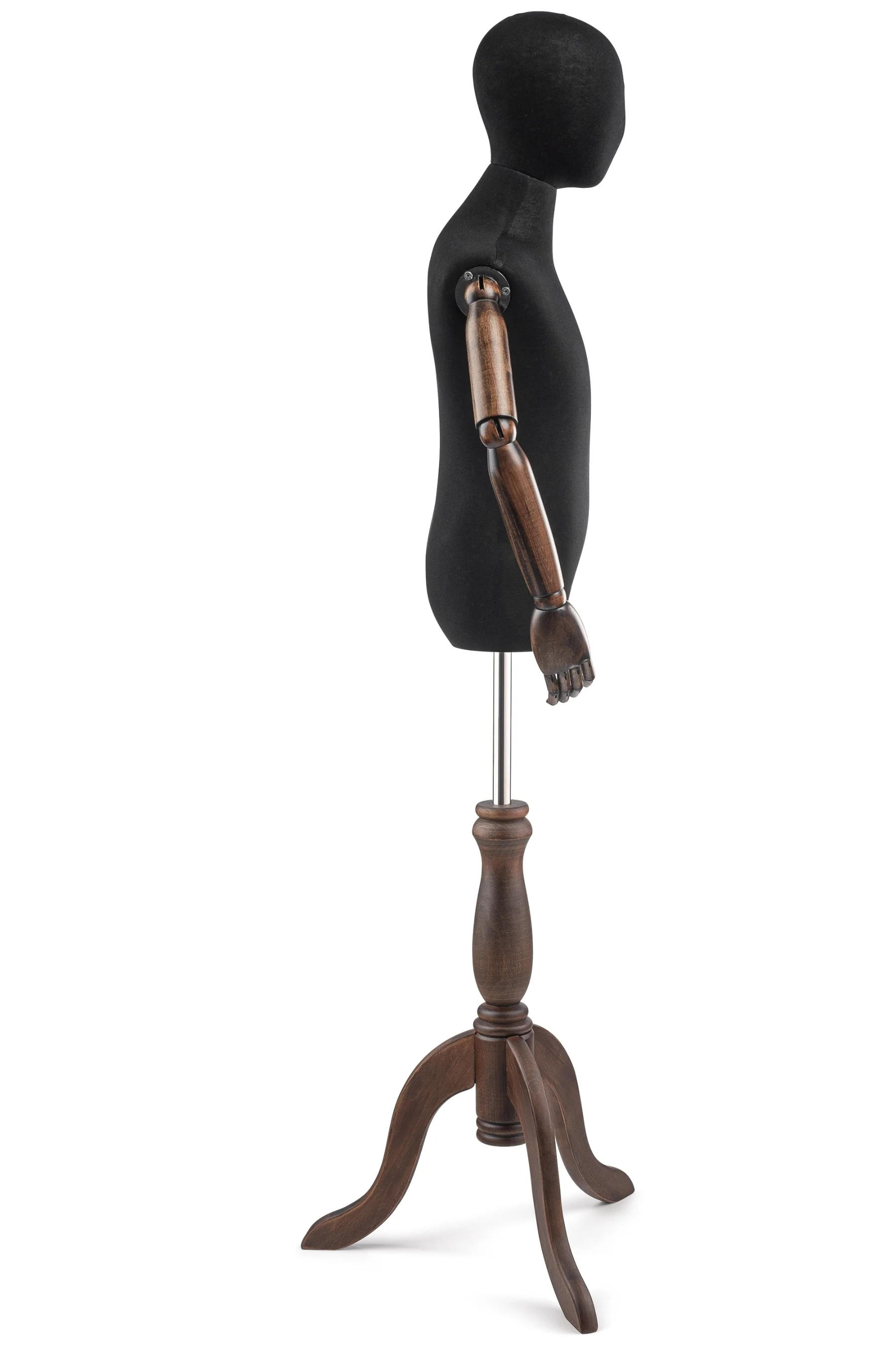 Child Display Dress Form on Wood Tripod Base (Head & Arms Version) - Image 24