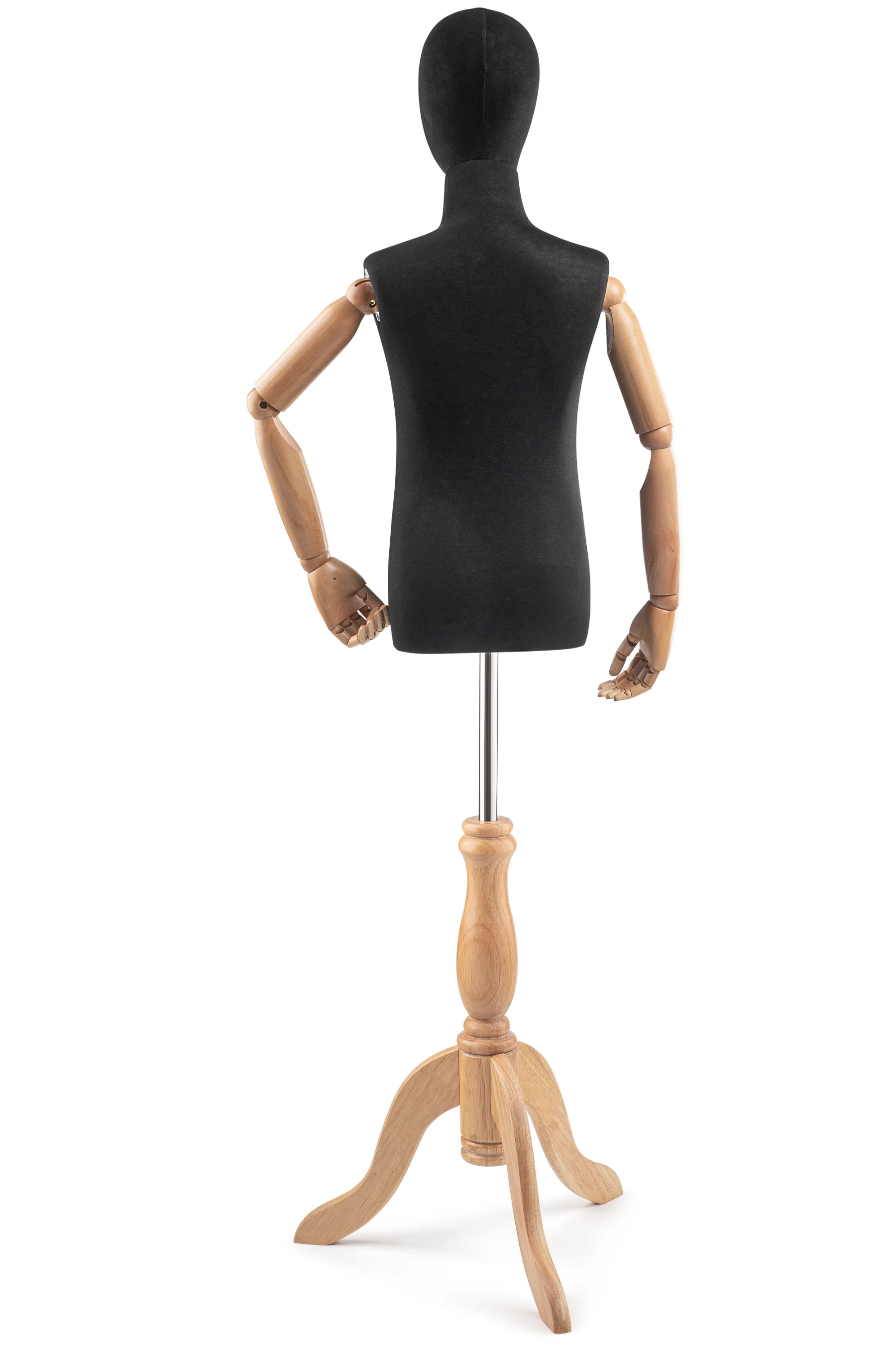 Child Display Dress Form on Wood Tripod Base (Head & Arms Version) - Image 5