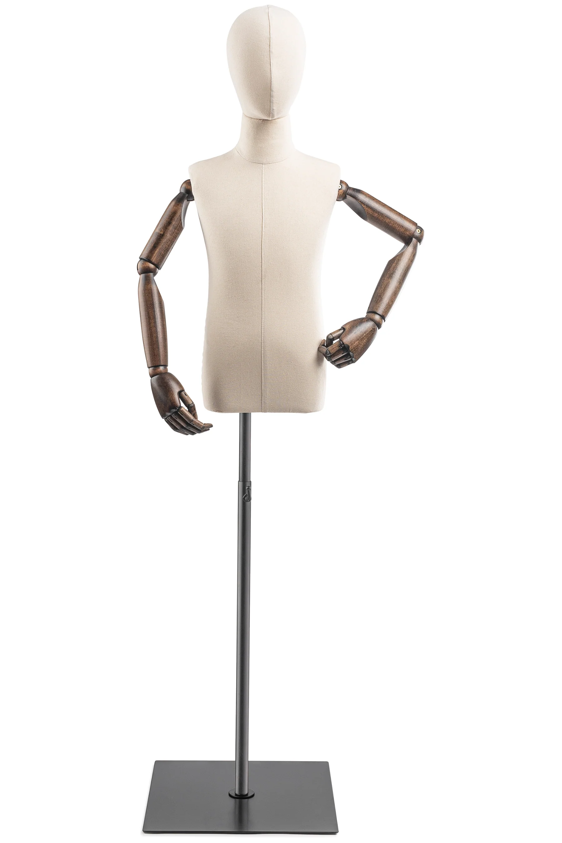Child Display Dress Form on Metal Flat Base (Head & Arms Version) - Image 13