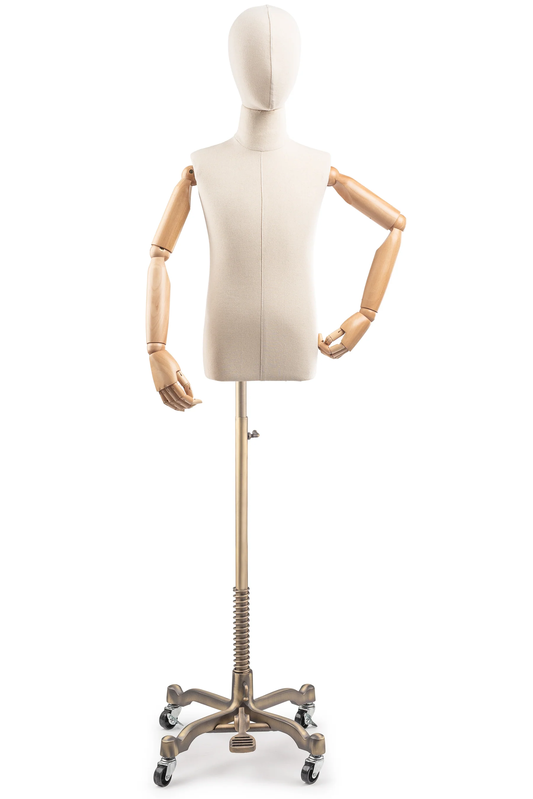Child Display Dress Form on Metal Rolling Base (Head & Arms Version) - Image 10