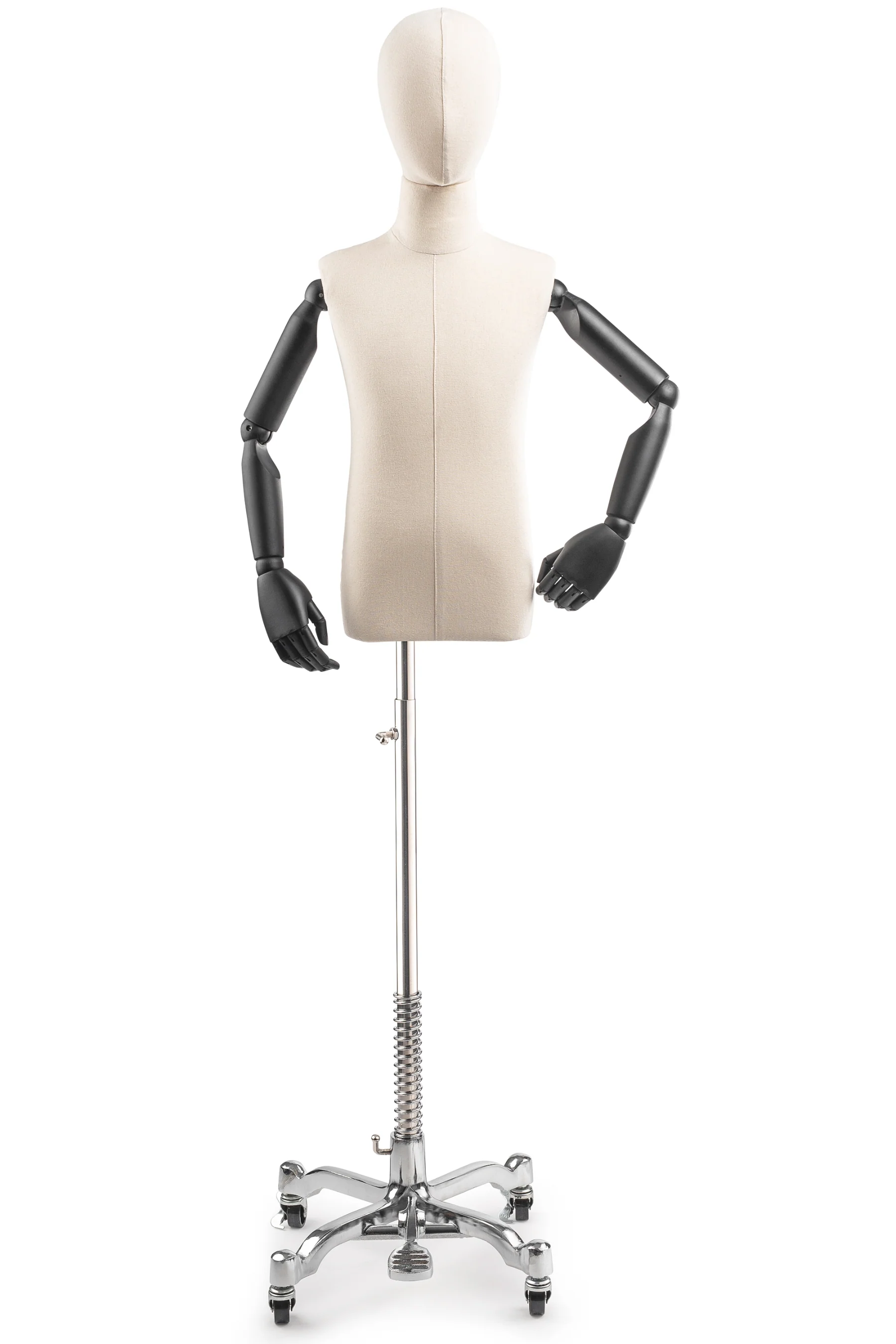 Child Display Dress Form on Metal Rolling Base (Head & Arms Version) - Image 11