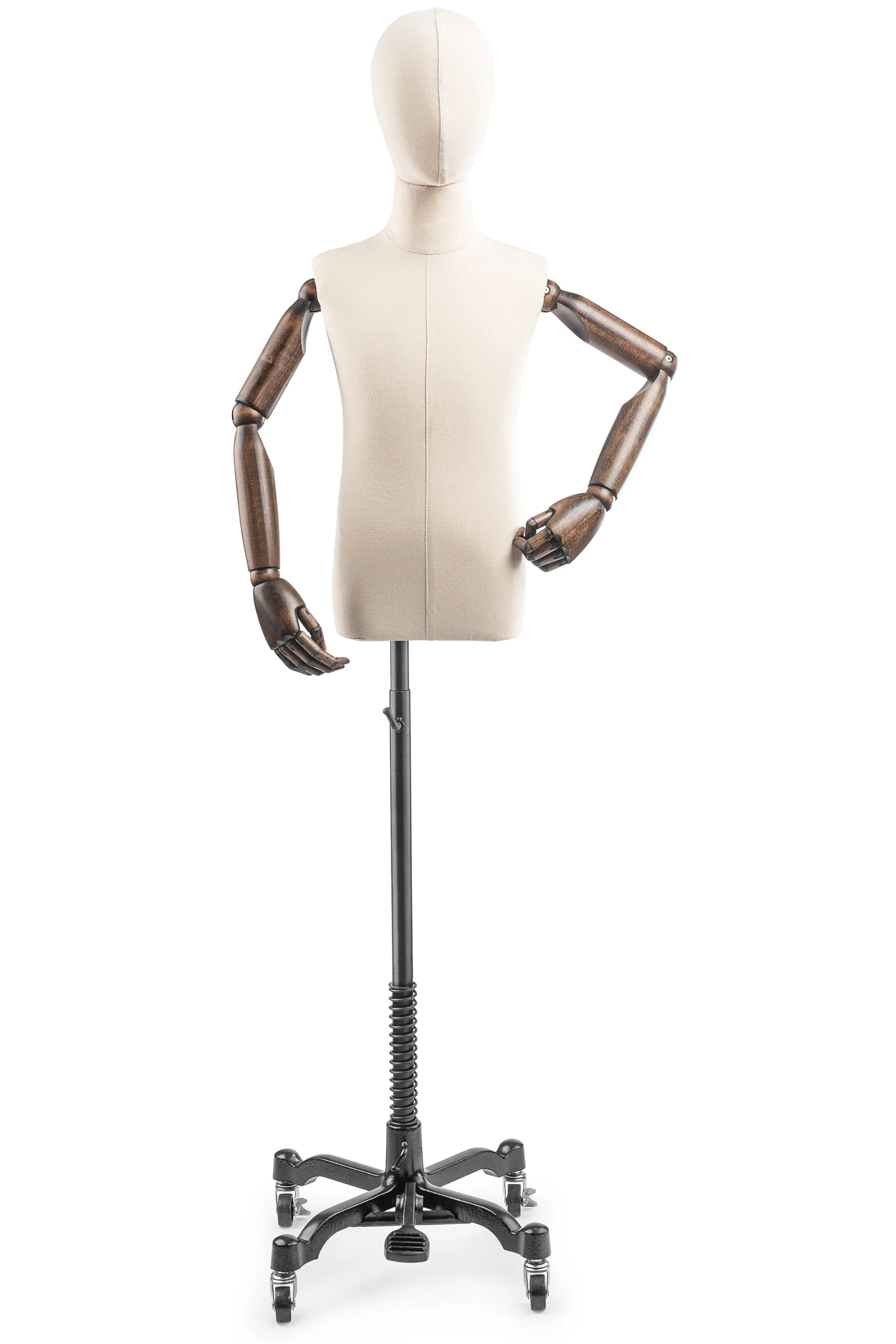 Child Display Dress Form on Metal Rolling Base (Head & Arms Version) - Image 13