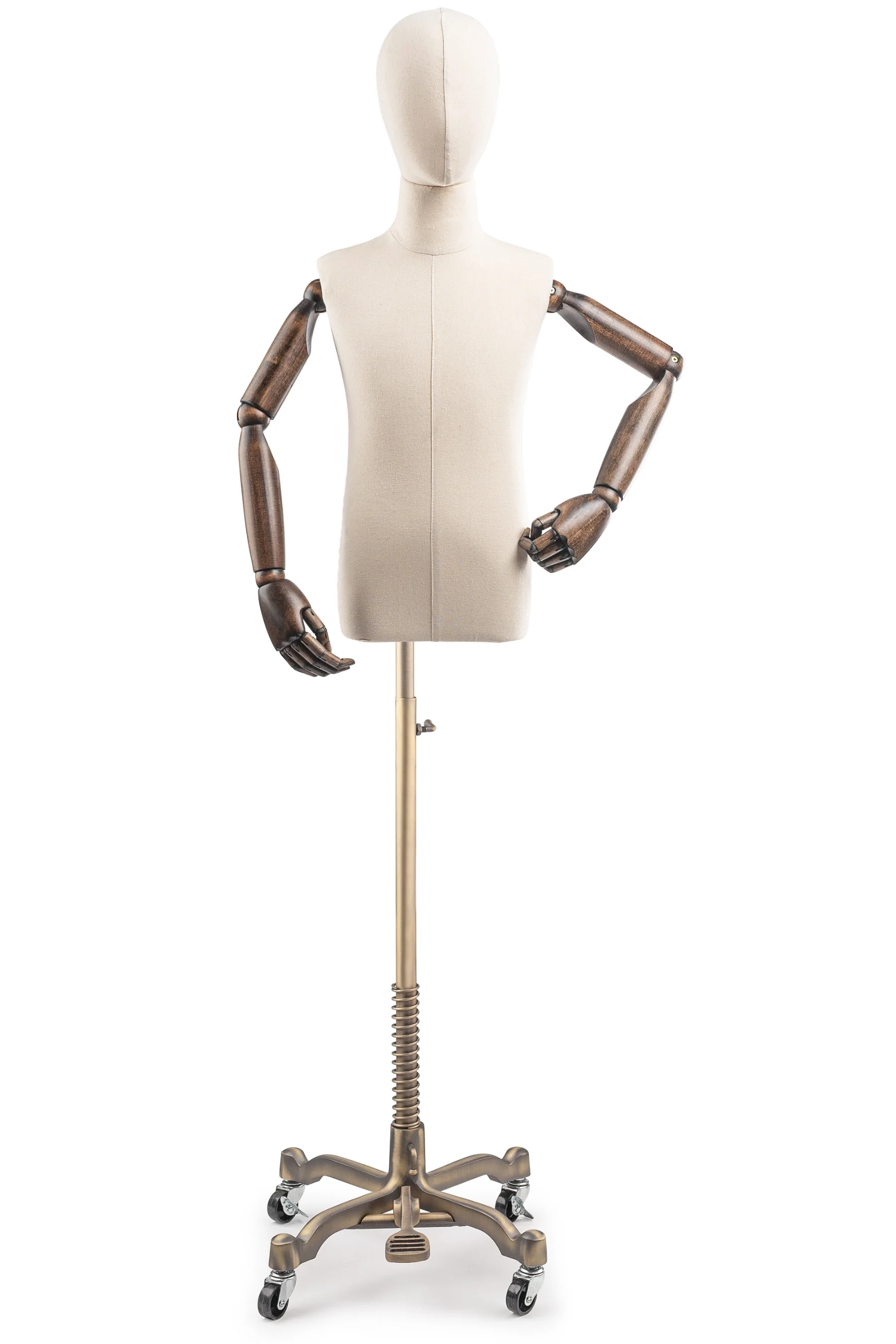 Child Display Dress Form on Metal Rolling Base (Head & Arms Version) - Image 14