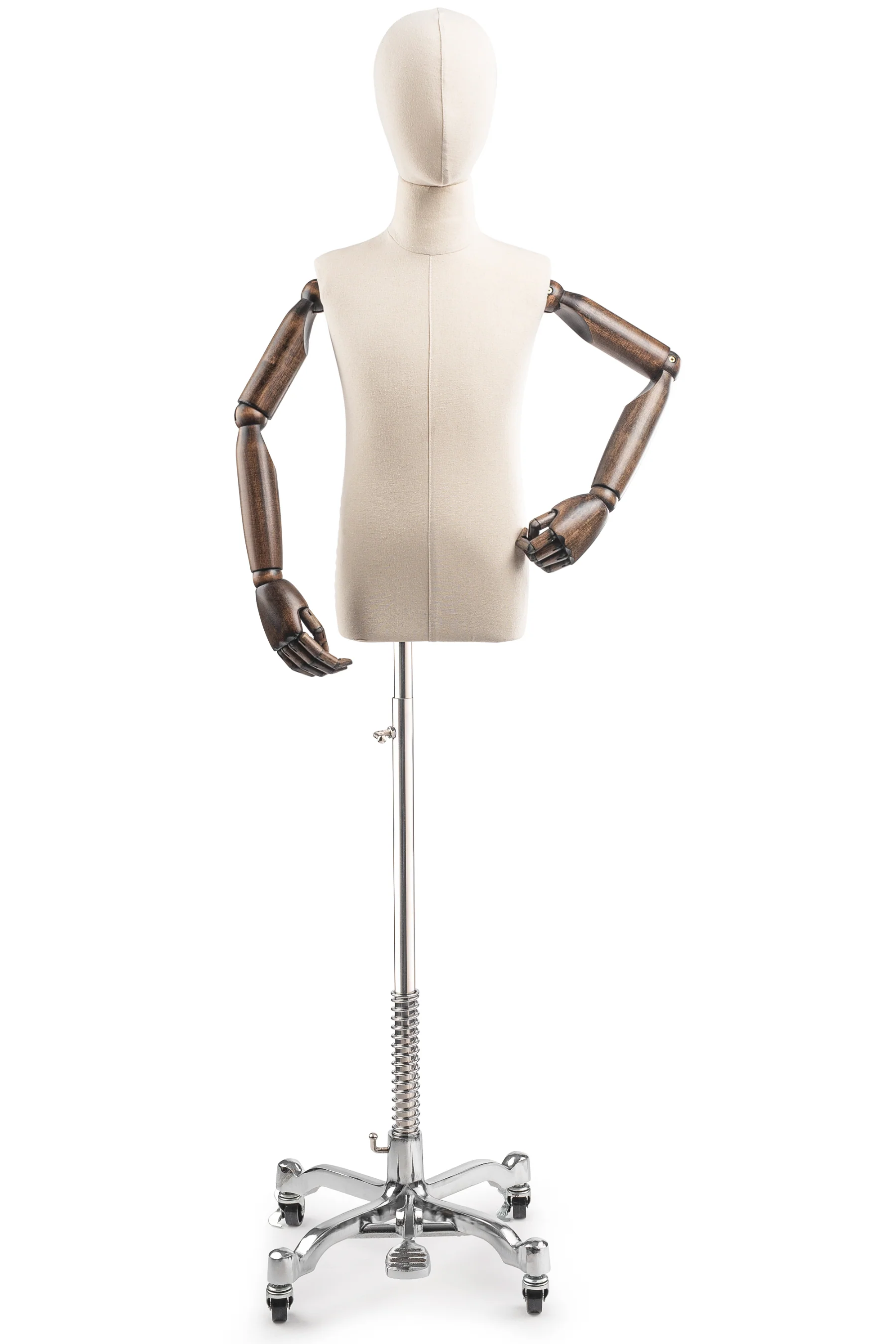Child Display Dress Form on Metal Rolling Base (Head & Arms Version) - Image 15