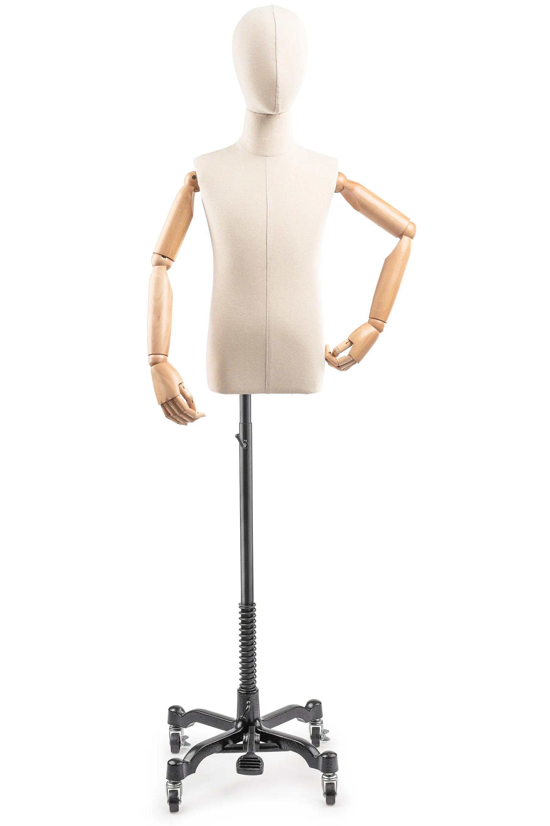 Child Display Dress Form on Metal Rolling Base (Head & Arms Version) - Image 16
