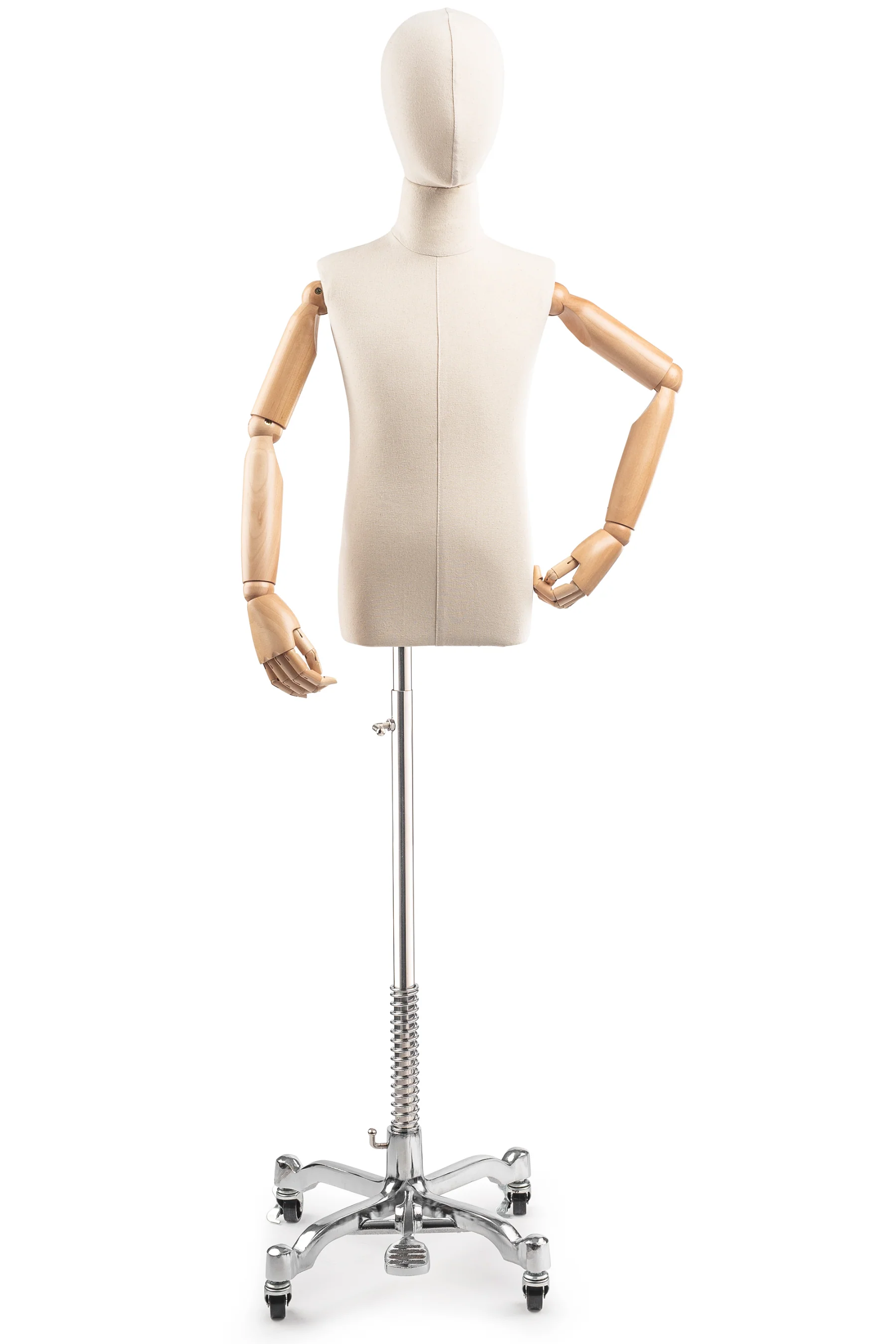 Child Display Dress Form on Metal Rolling Base (Head & Arms Version) - Image 21