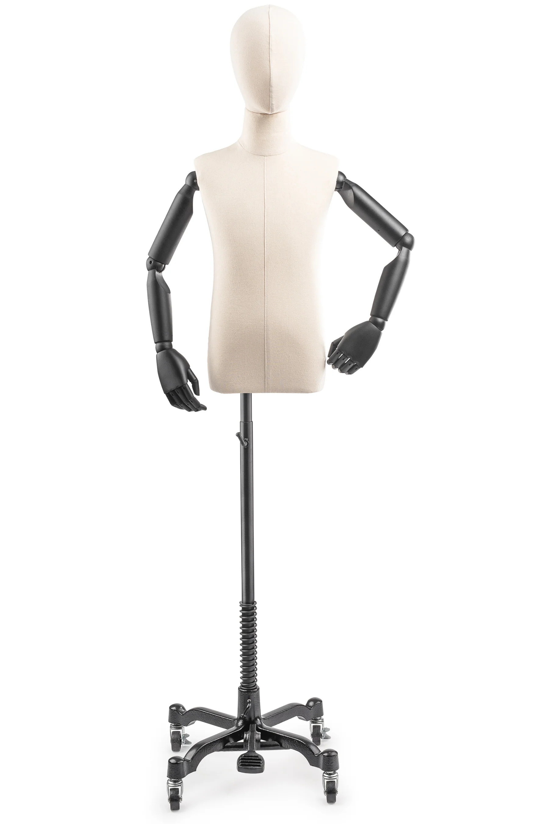 Child Display Dress Form on Metal Rolling Base (Head & Arms Version) - Image 4