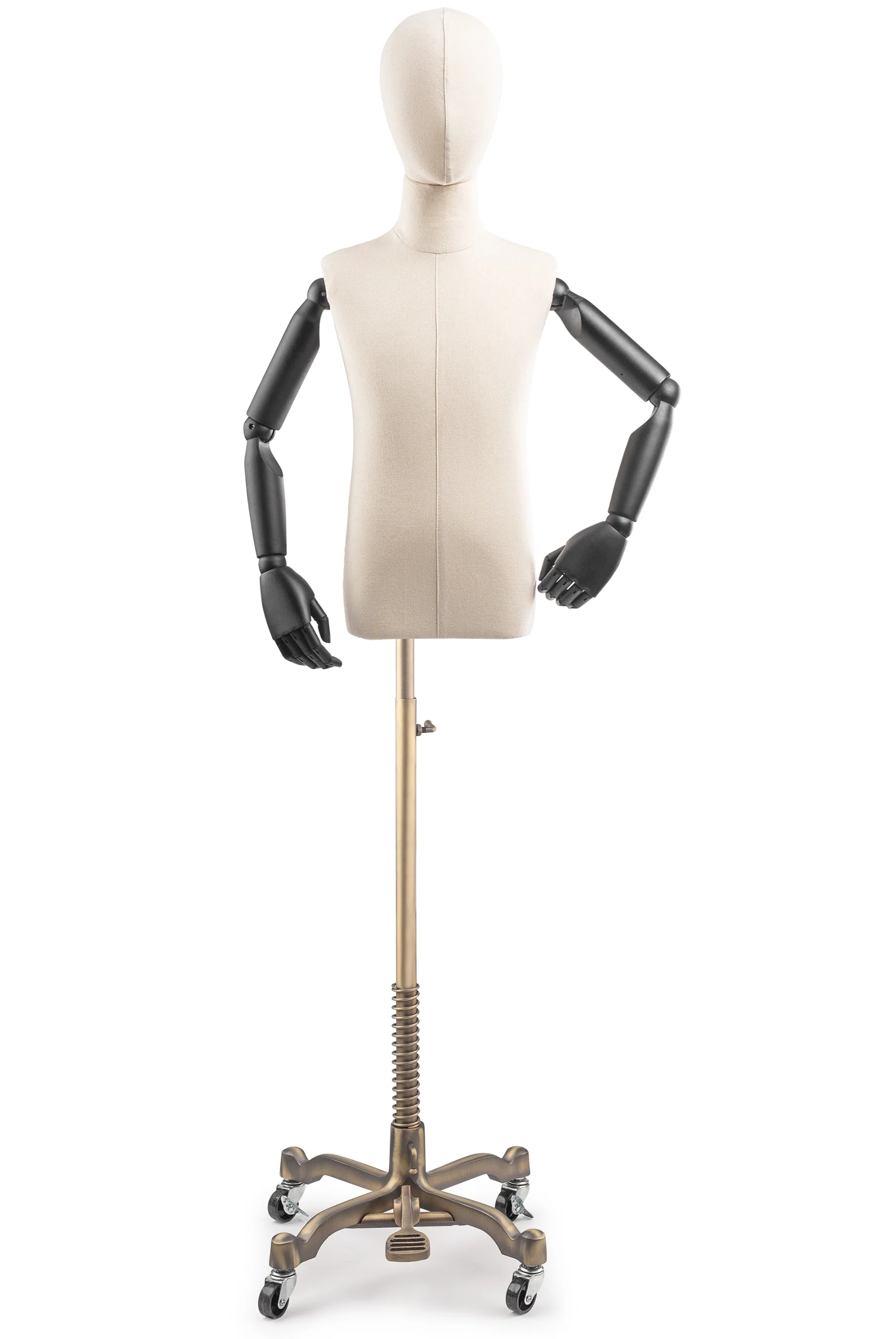 Child Display Dress Form on Metal Rolling Base (Head & Arms Version) - Image 9