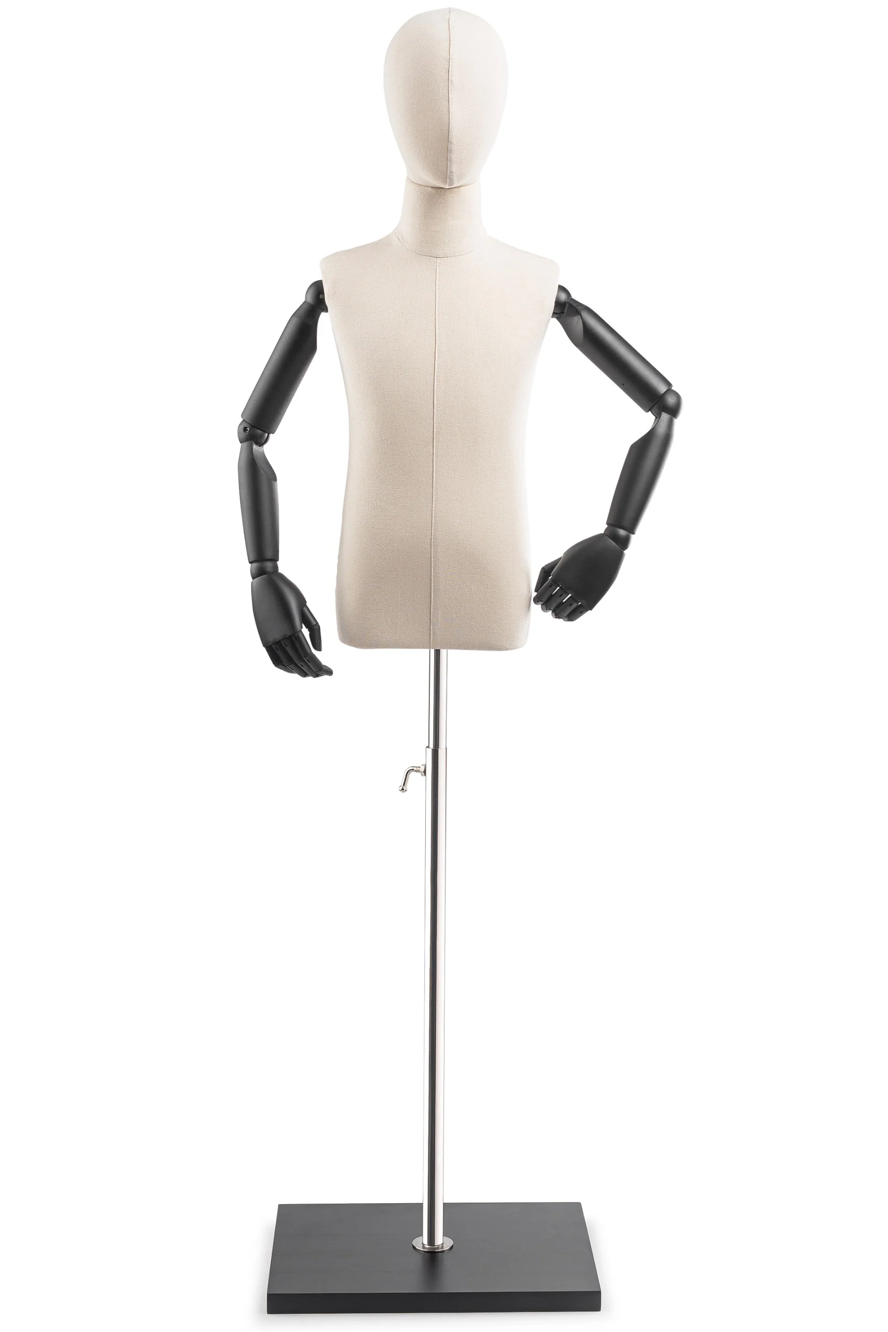 Child Display Dress Form on Wood Flat Base (Head & Arms Version) - Image 11