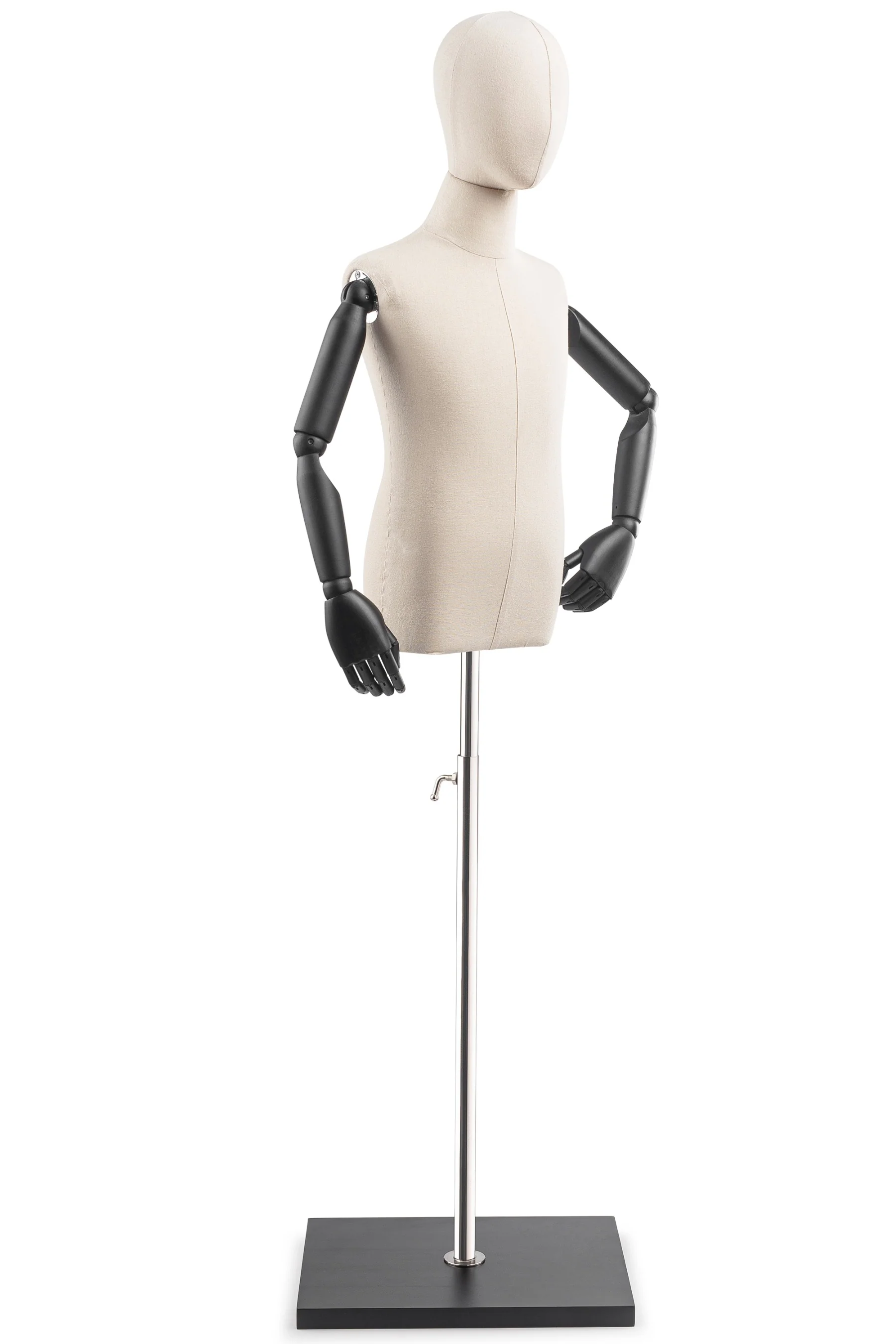 Child Display Dress Form on Wood Flat Base (Head & Arms Version) - Image 12