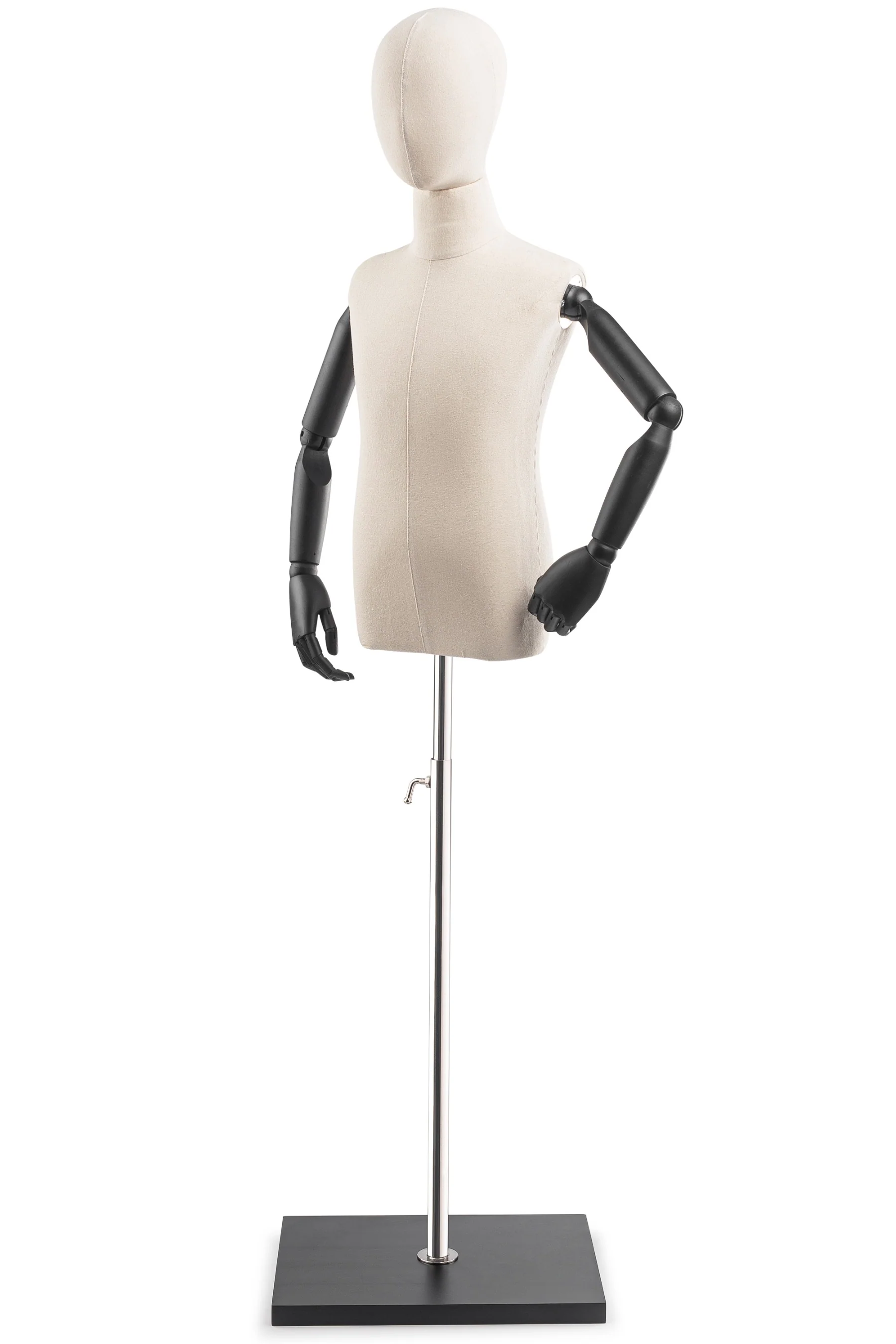 Child Display Dress Form on Wood Flat Base (Head & Arms Version) - Image 13