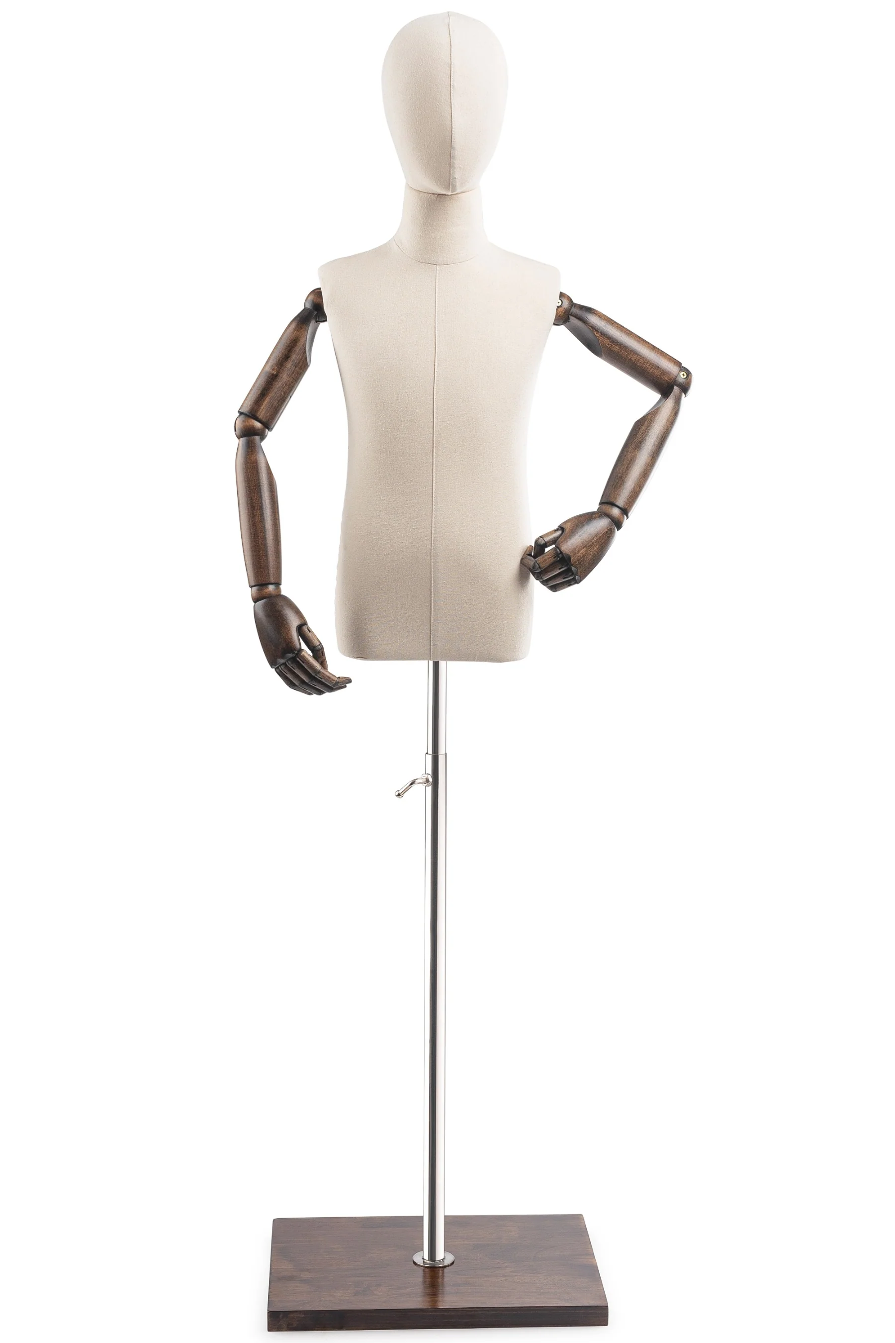 Child Display Dress Form on Wood Flat Base (Head & Arms Version) - Image 20