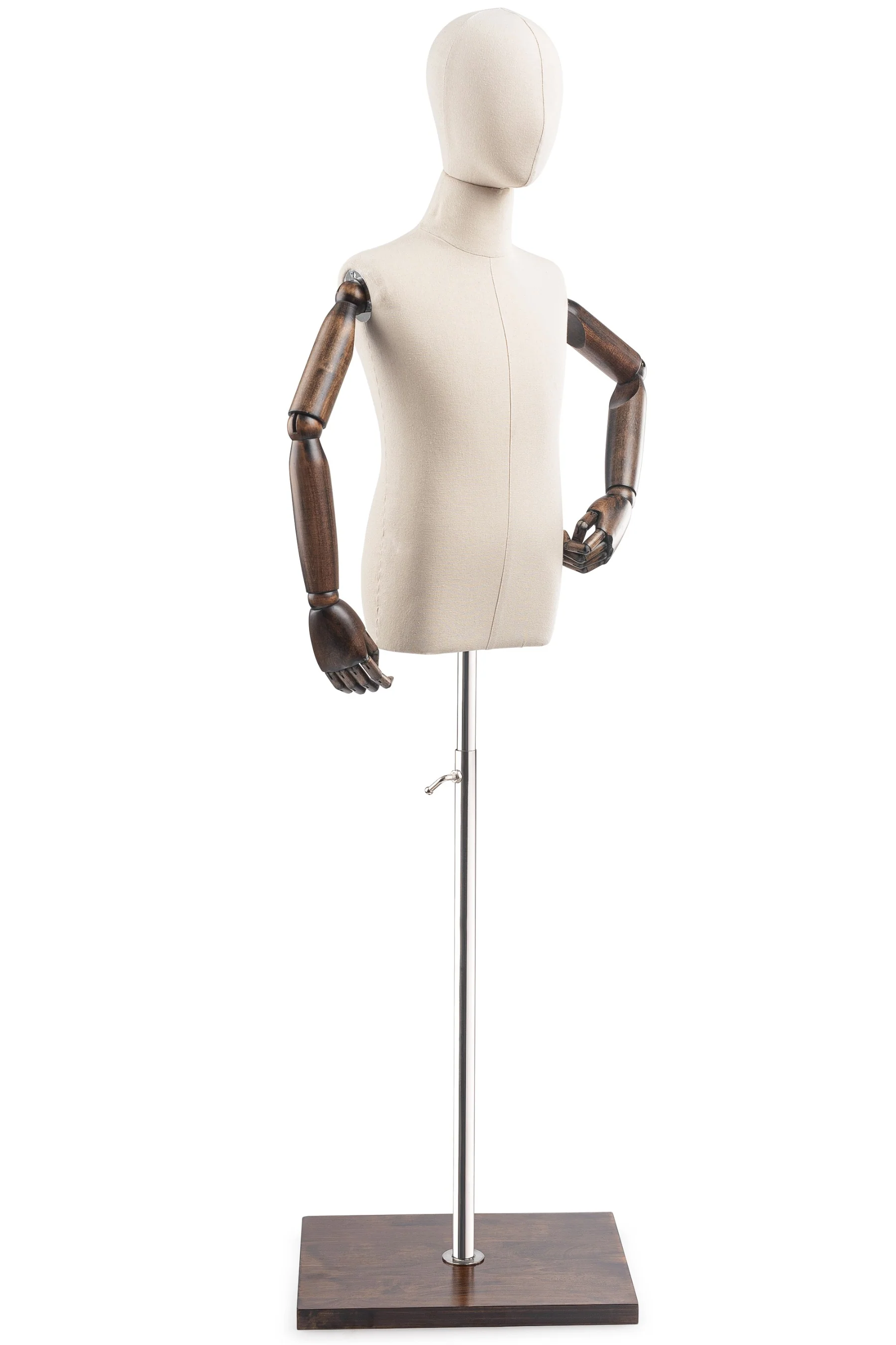 Child Display Dress Form on Wood Flat Base (Head & Arms Version) - Image 21