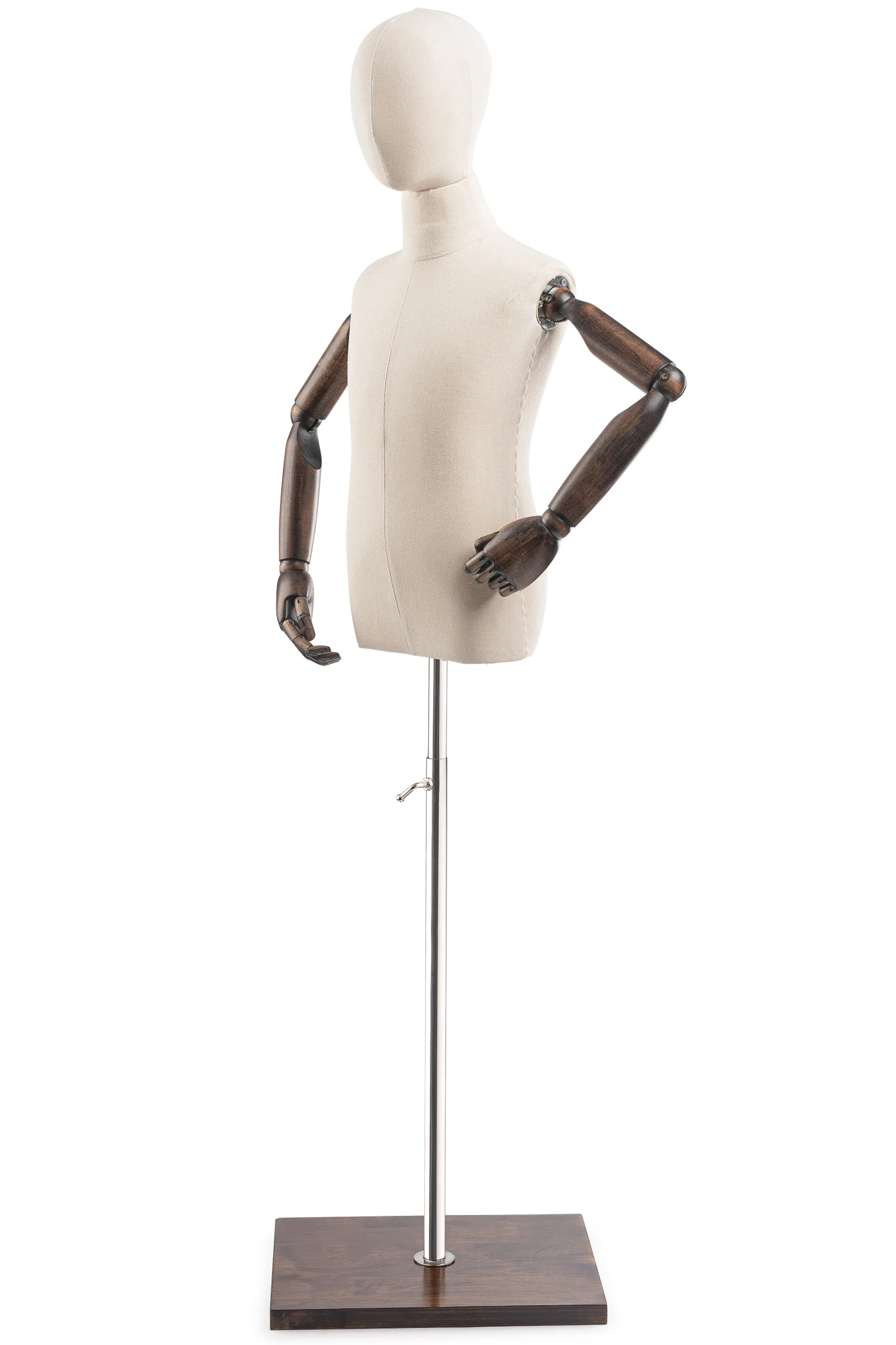 Child Display Dress Form on Wood Flat Base (Head & Arms Version) - Image 22