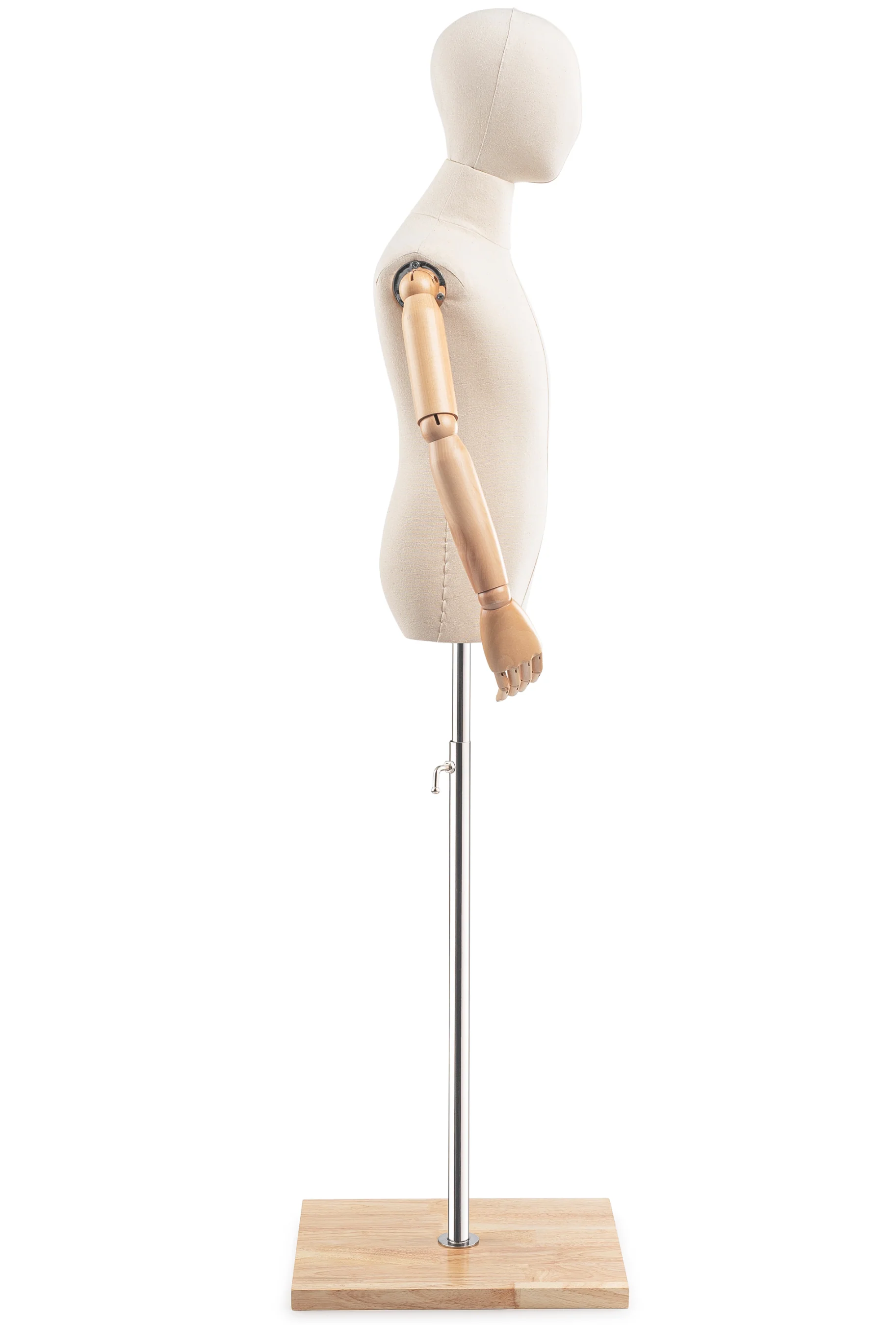 Child Display Dress Form on Wood Flat Base (Head & Arms Version) - Image 4