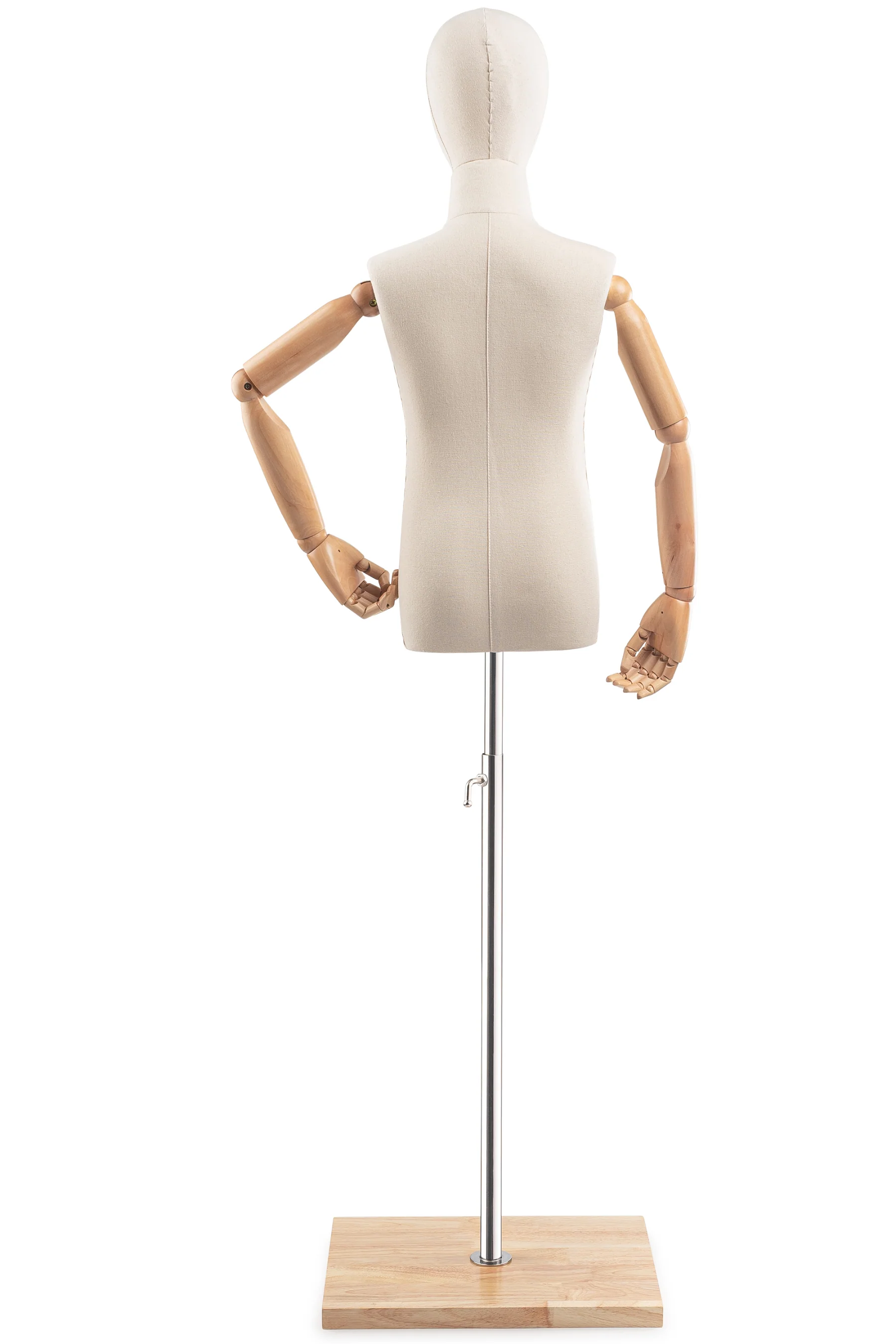 Child Display Dress Form on Wood Flat Base (Head & Arms Version) - Image 5