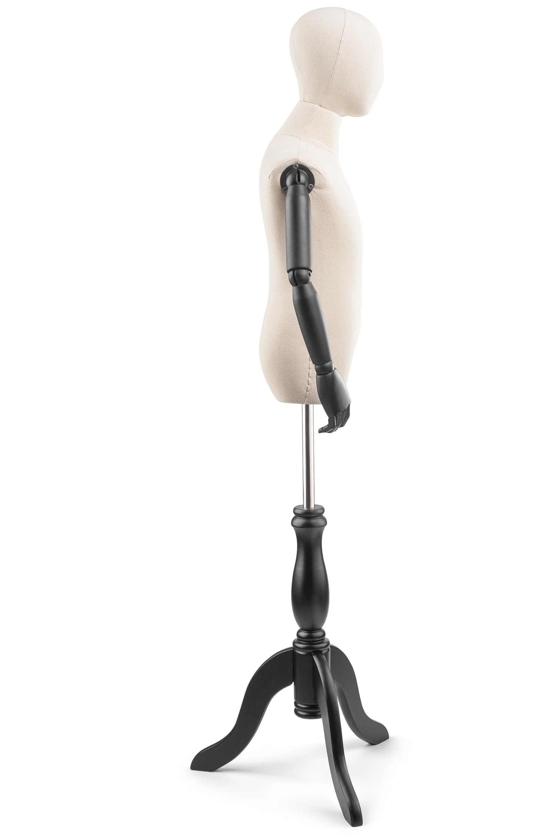 Child Display Dress Form on Wood Tripod Base (Head & Arms Version) - Image 13