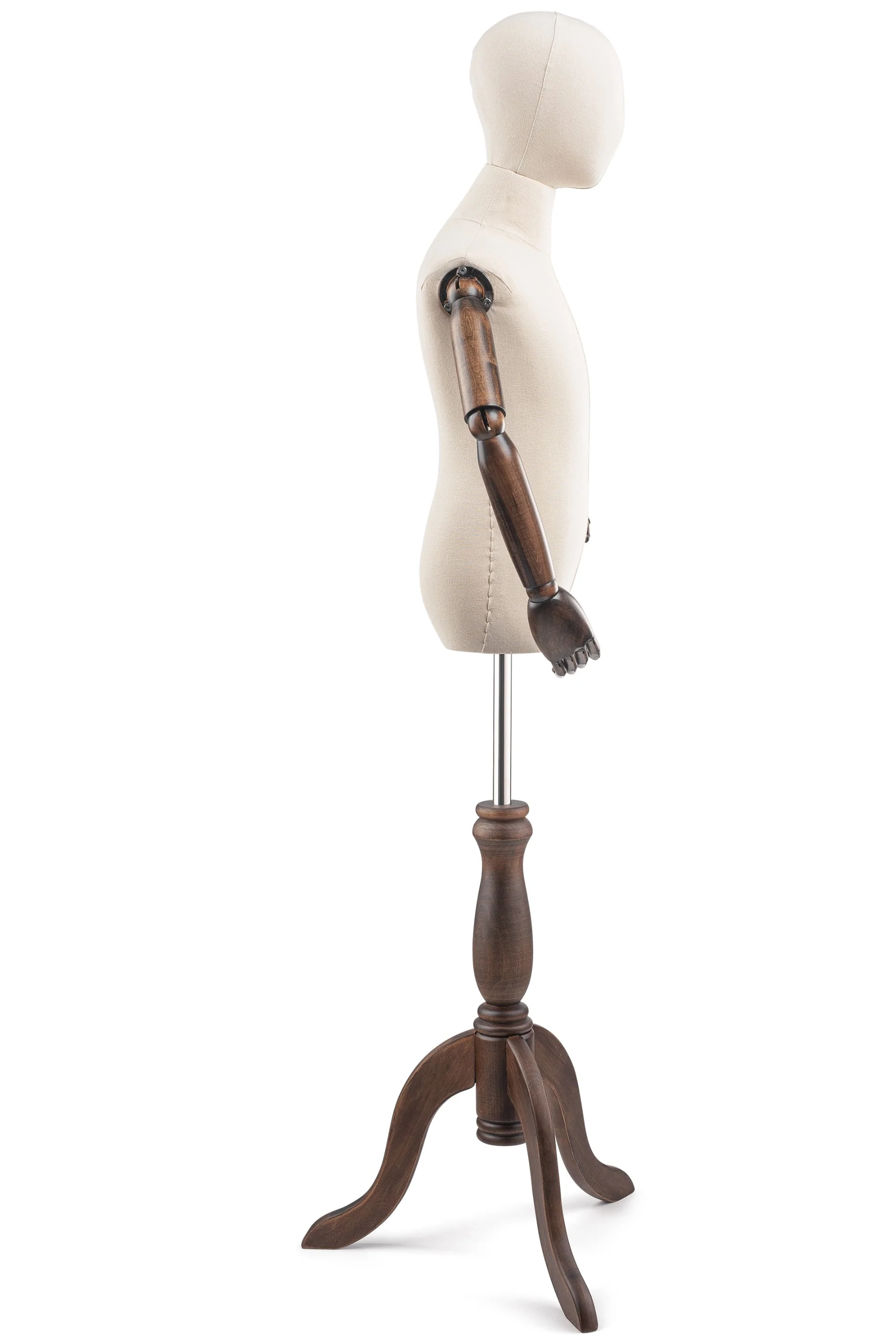 Child Display Dress Form on Wood Tripod Base (Head & Arms Version) - Image 23