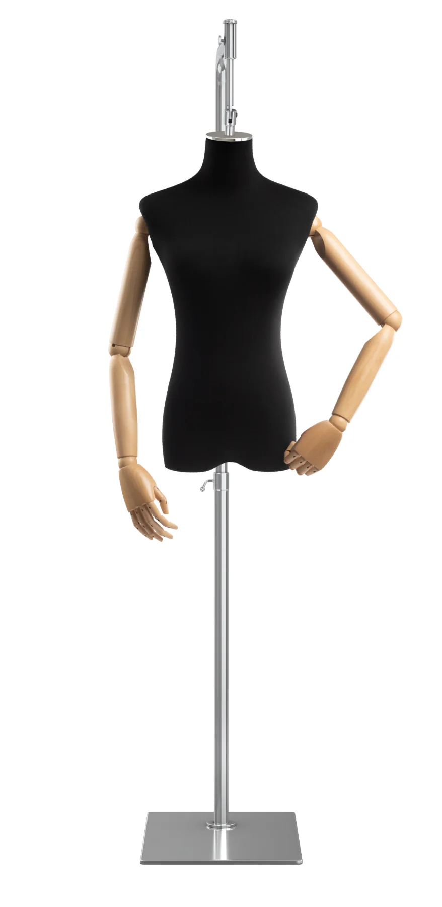 Female Display Dress Form on Metal Hanging Base (Head & Arms Version) - Image 11