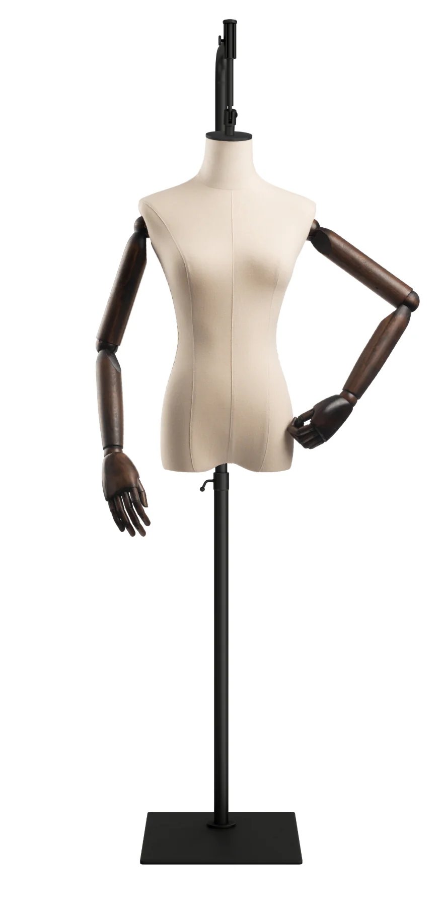 Female Display Dress Form on Metal Hanging Base (Head & Arms Version) - Image 18