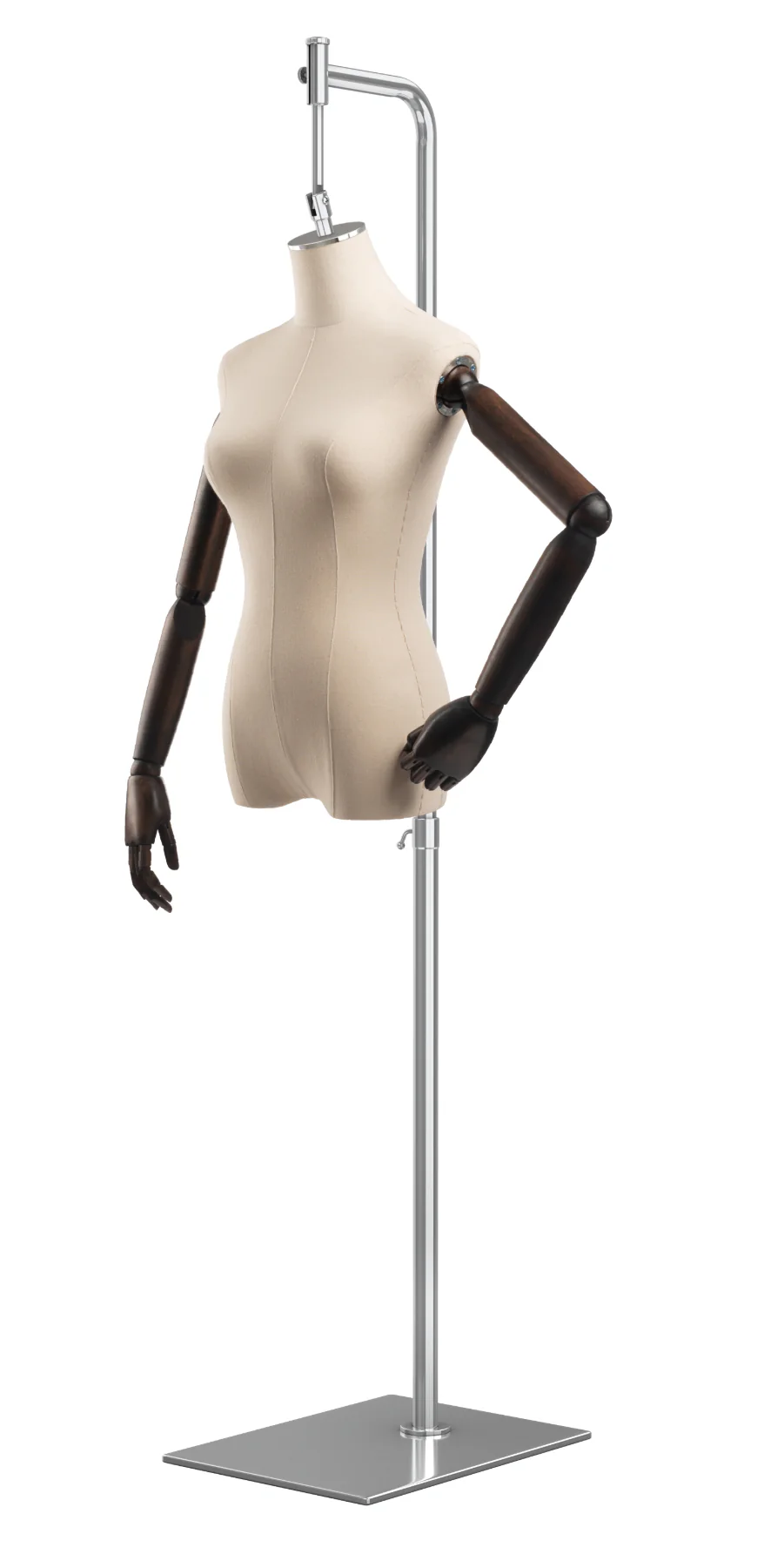 Female Display Dress Form on Metal Hanging Base (Head & Arms Version) - Image 26