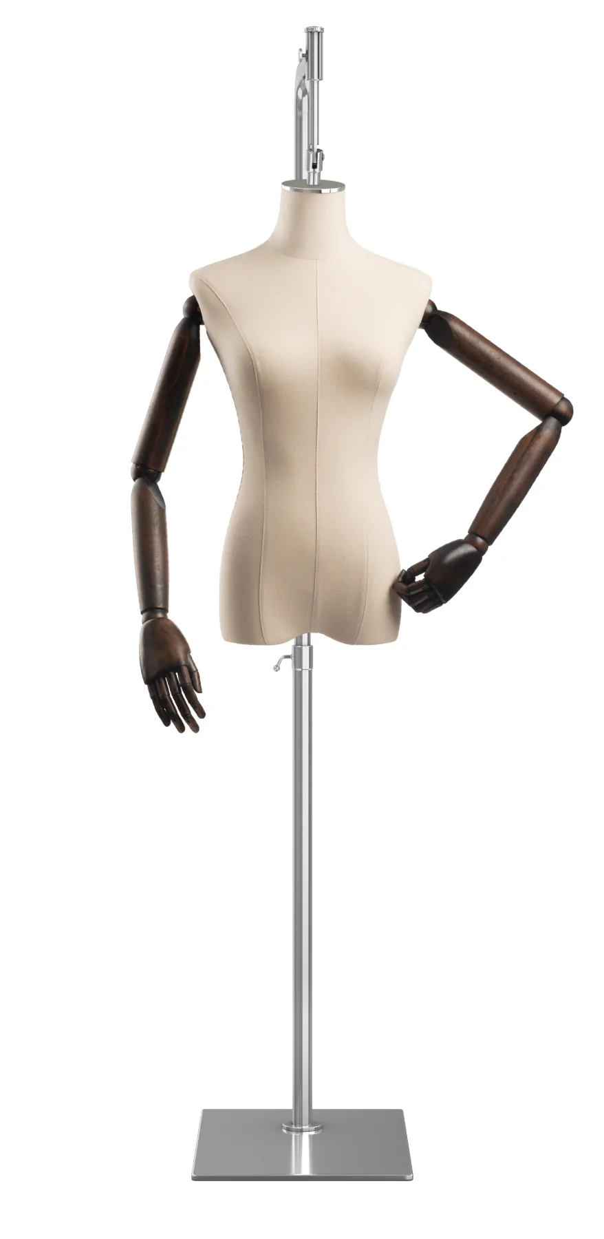 Female Display Dress Form on Metal Hanging Base (Head & Arms Version) - Image 27