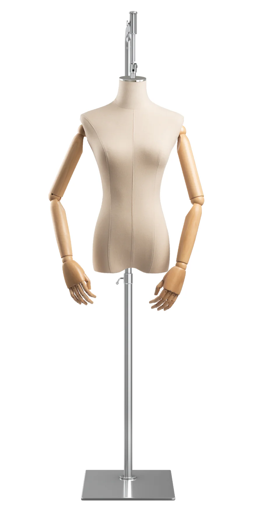 Female Display Dress Form on Metal Hanging Base (Head & Arms Version) - Image 36