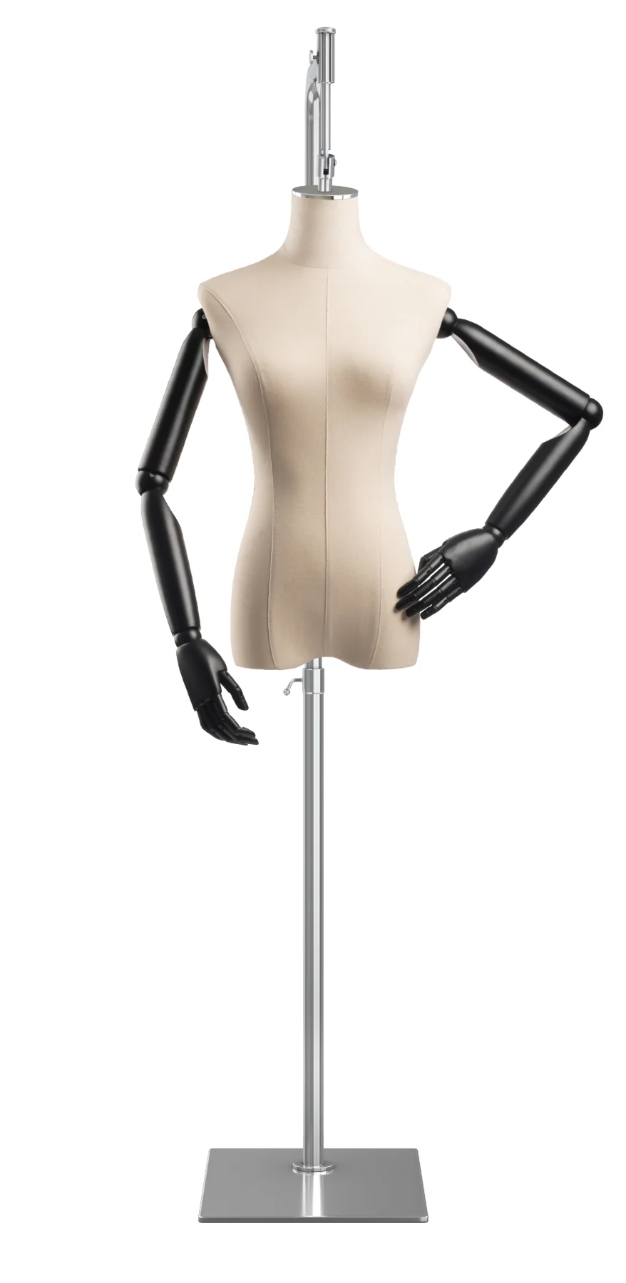 Female Display Dress Form on Metal Hanging Base (Head & Arms Version) - Image 41