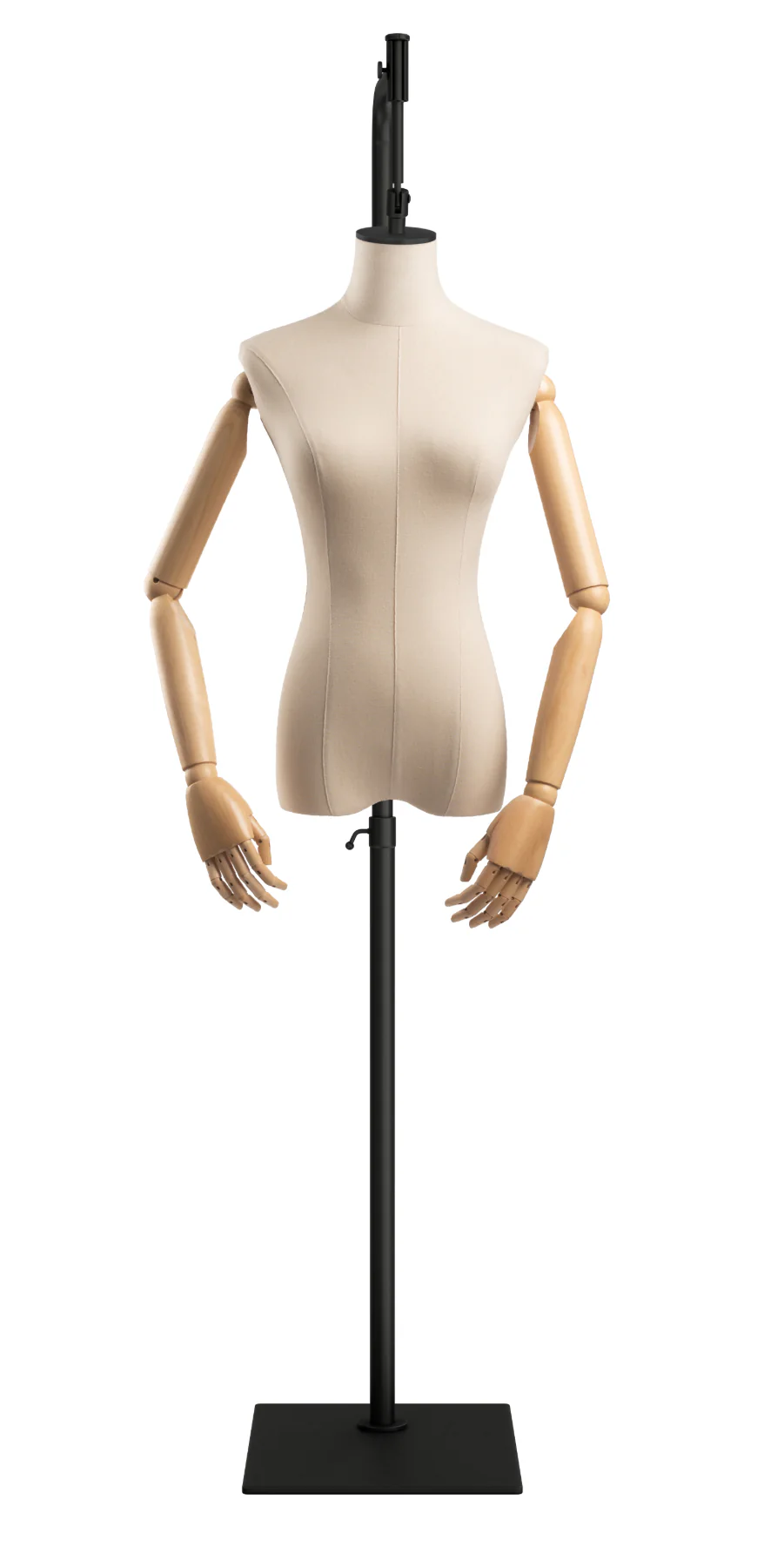 Female Display Dress Form on Metal Hanging Base (Head & Arms Version) - Image 7