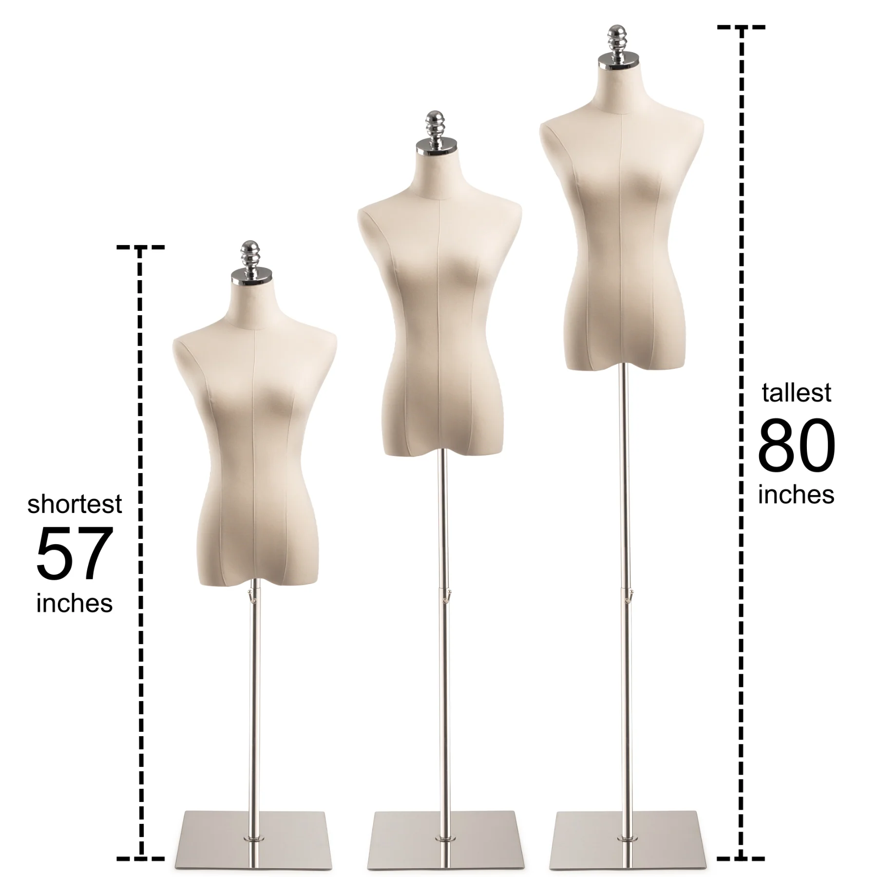 Female Display Dress Form on Metal Flat Base - Image 16