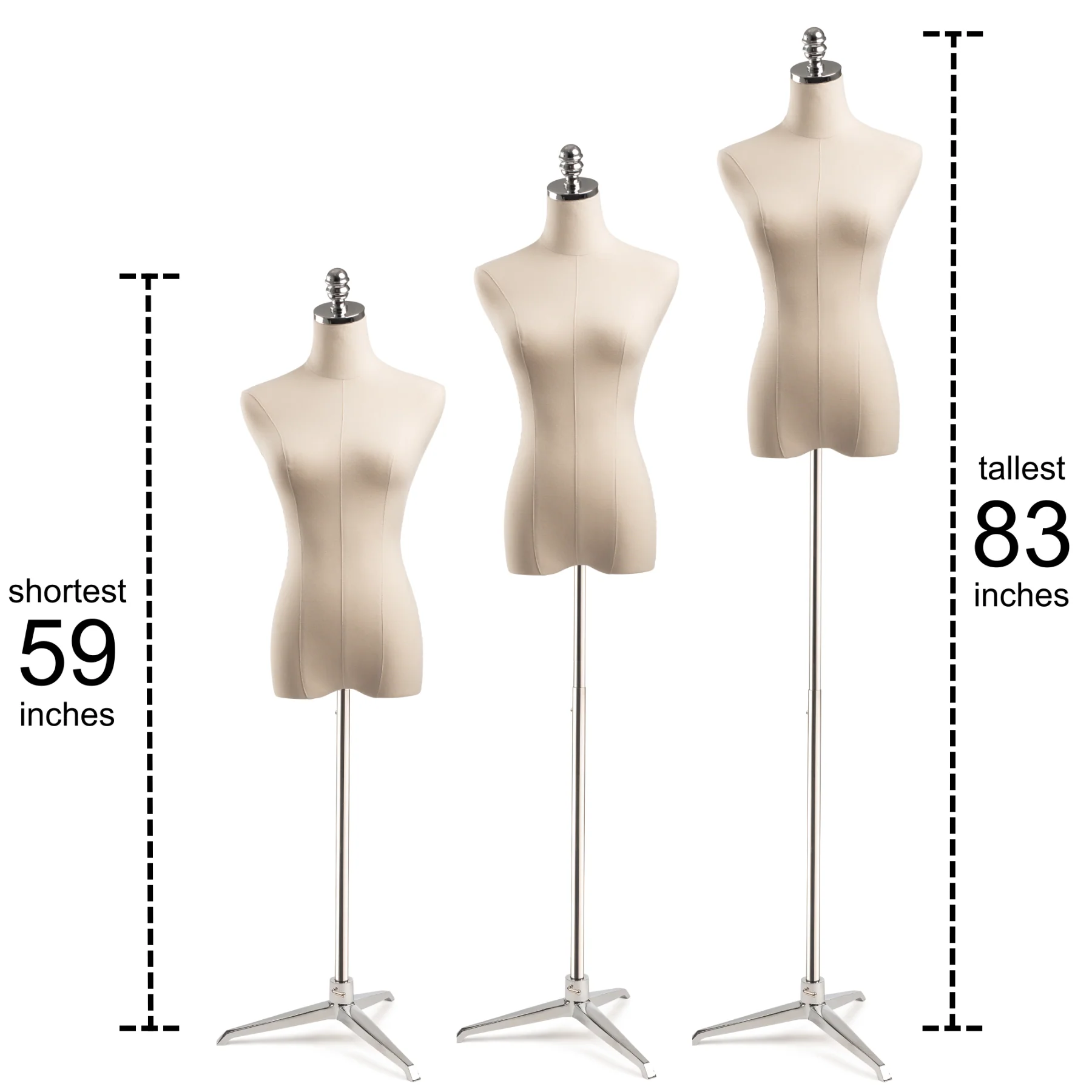 Female Display Dress Form on Metal Tripod Base - Image 8