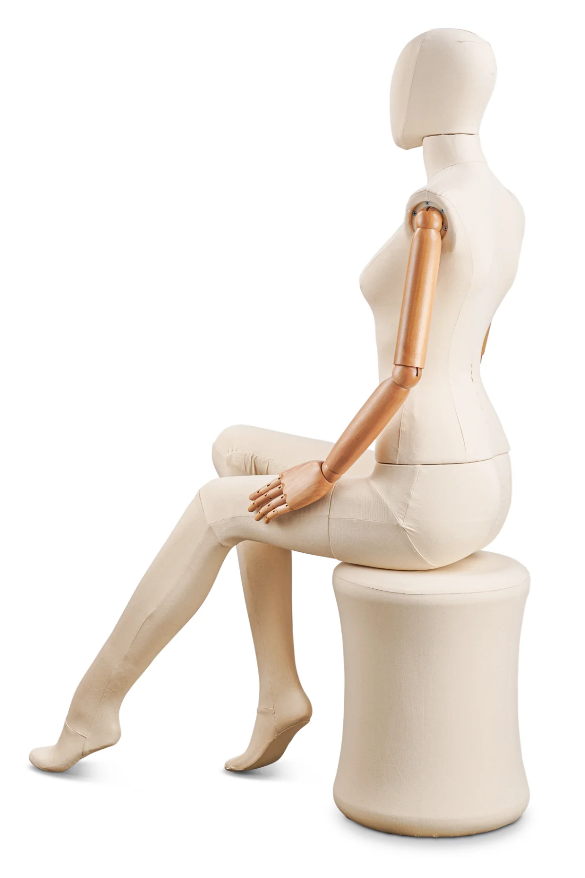 Female Fabric Wrapped Mannequin in Standing or Sitting Pose w/ Articulating Arms (WP Series) - Image 56