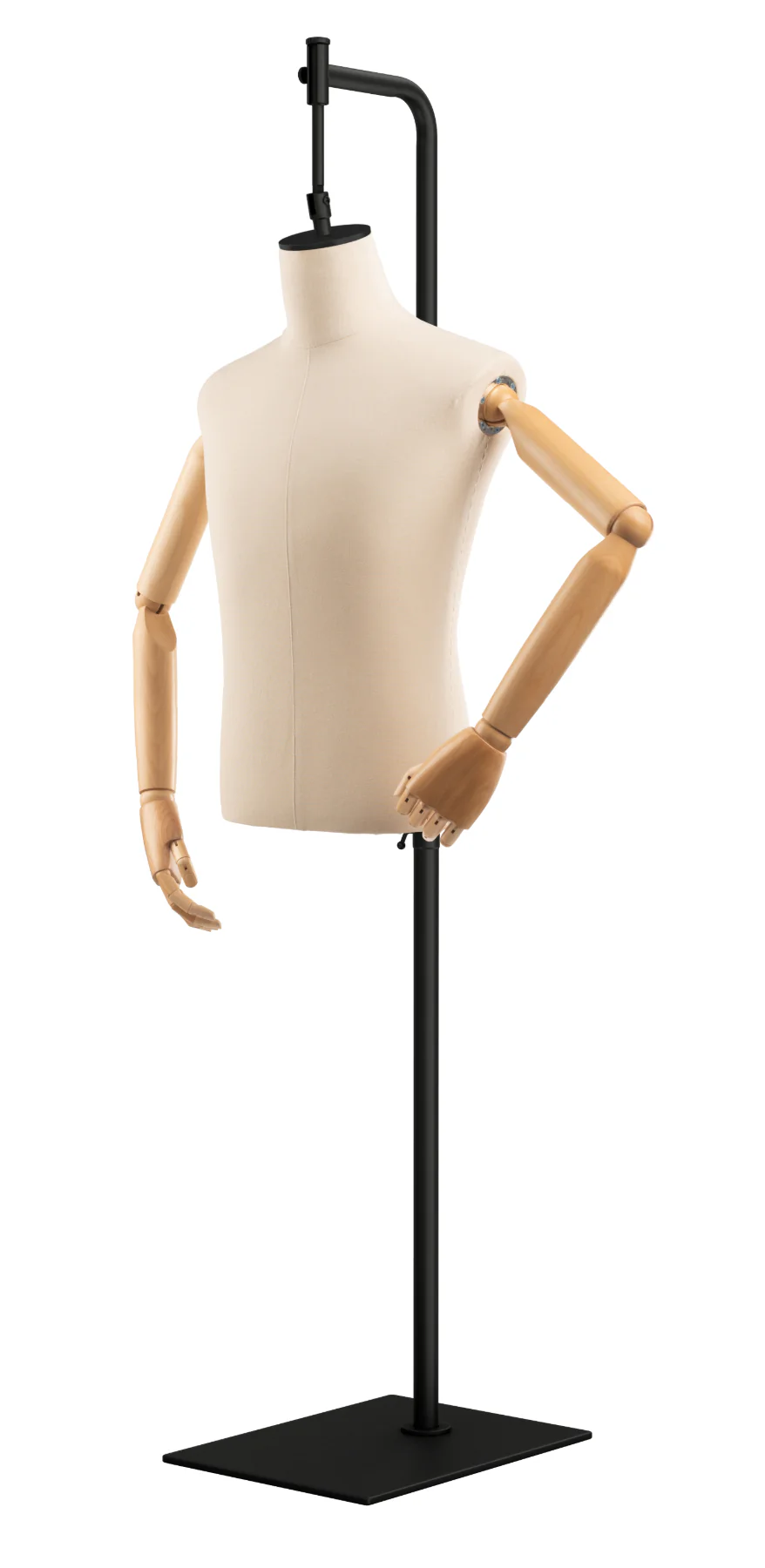 Male Display Dress Form on Metal Hanging Base (Head & Arms Version) - Image 11