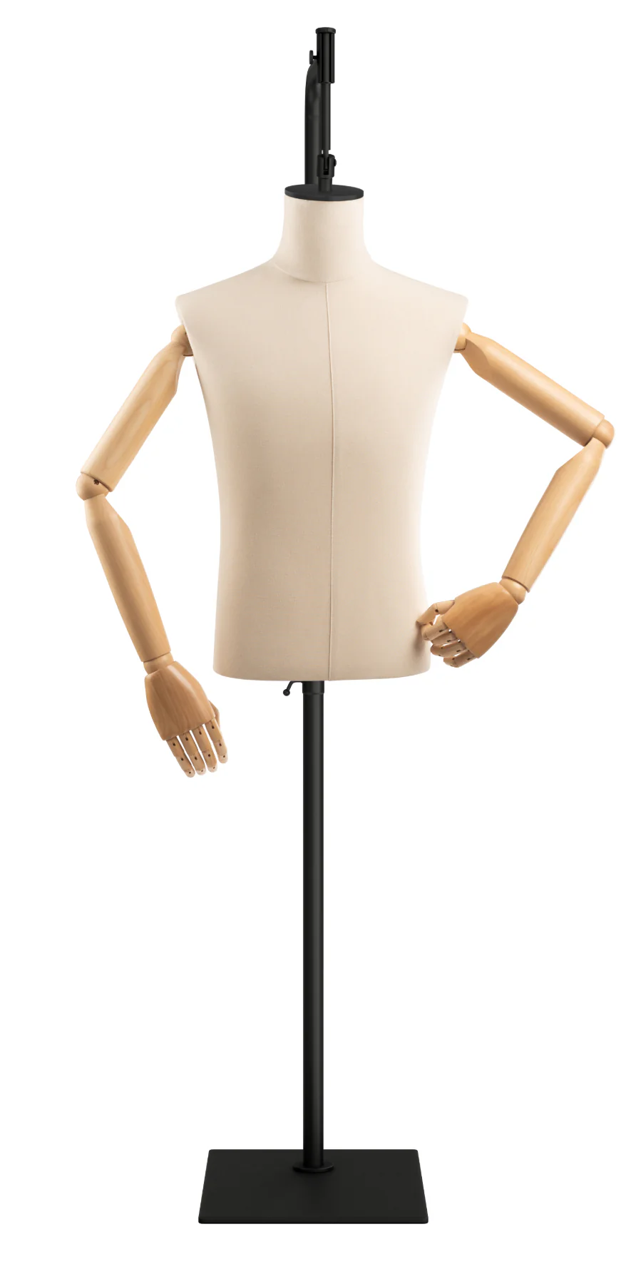 Male Display Dress Form on Metal Hanging Base (Head & Arms Version) - Image 12