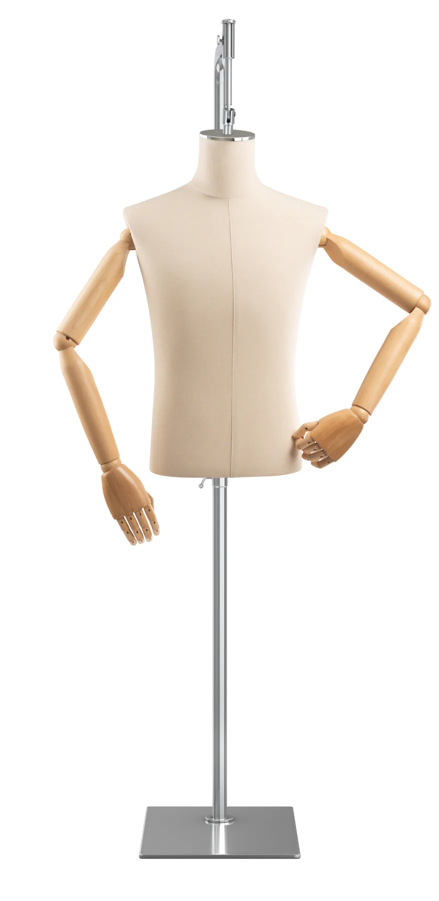 Male Display Dress Form on Metal Hanging Base (Head & Arms Version) - Image 30