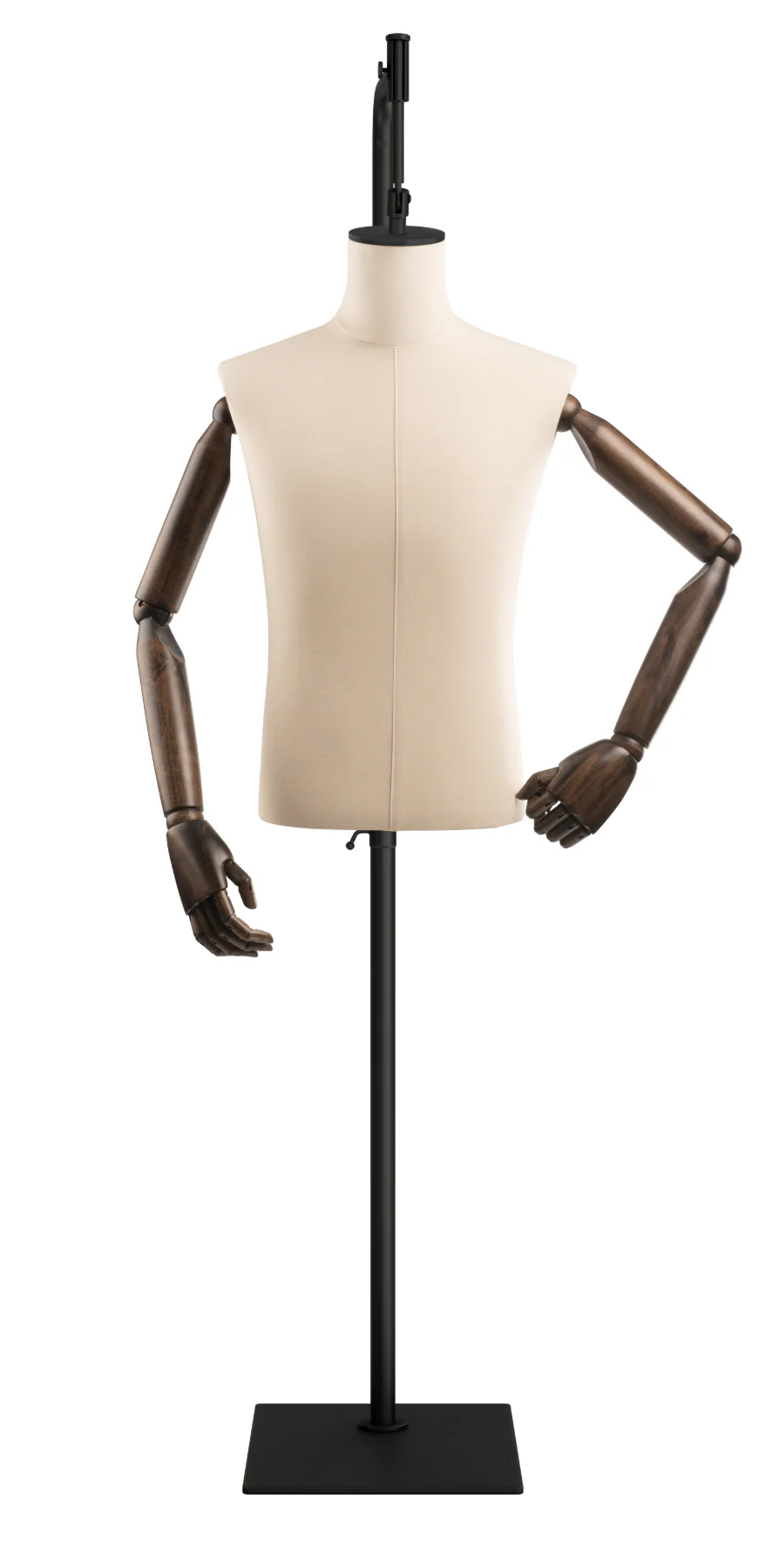 Male Display Dress Form on Metal Hanging Base (Head & Arms Version) - Image 9